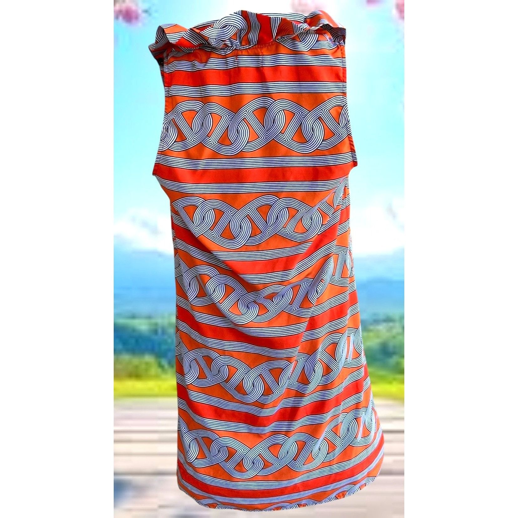 Other Mud Pie Sleeveless Dress Small 4 6 Orange Navy Abstract Desi Size S / US 4 / IT 40 - 2 Thumbnail