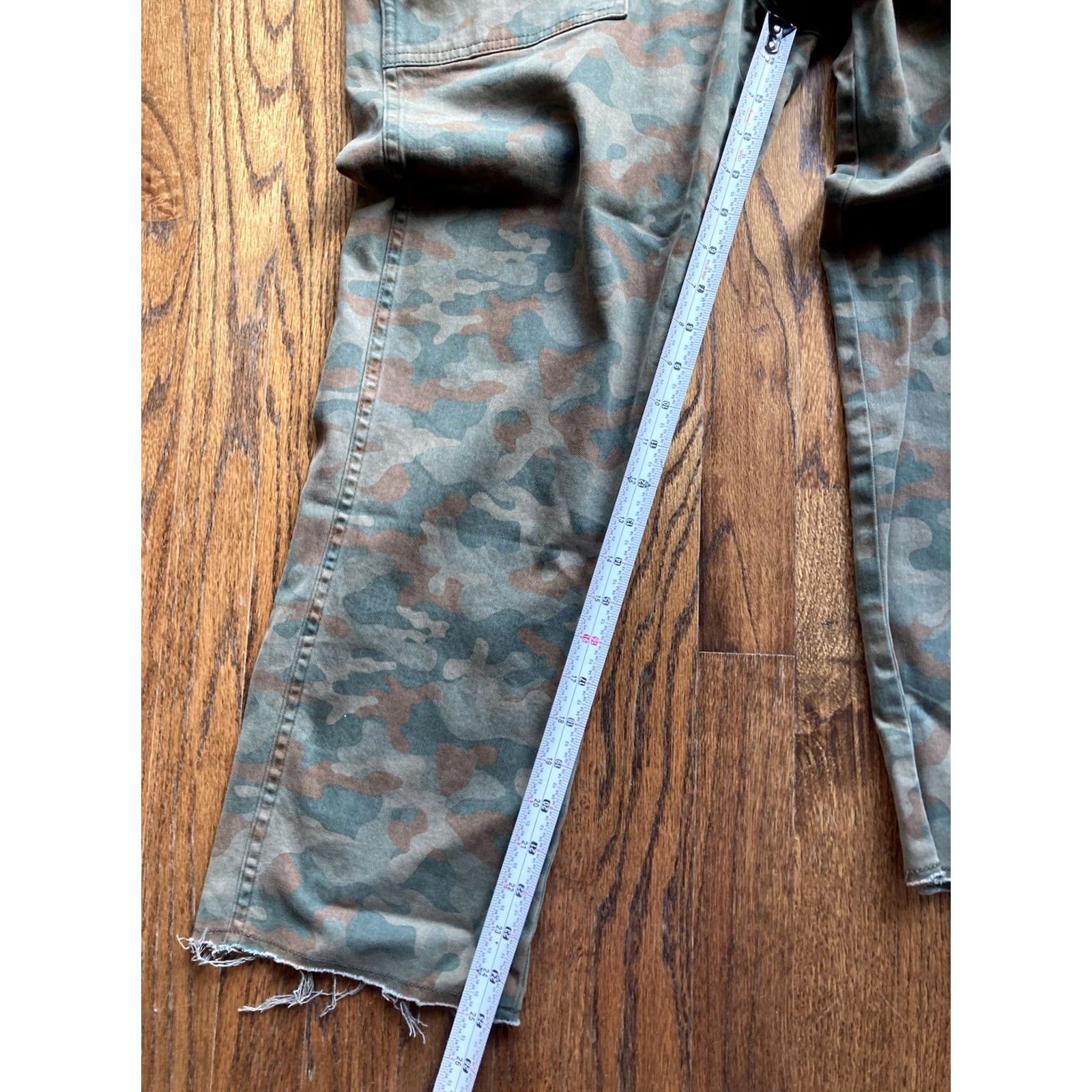 AMO AMO Womens Army Trouser Pants CAMO 5-Pocket Straight Crop Size 32 Button Zip Pockets Multicolor Cotton Blend Size 24" / US 00 / IT 34 - 4 Thumbnail