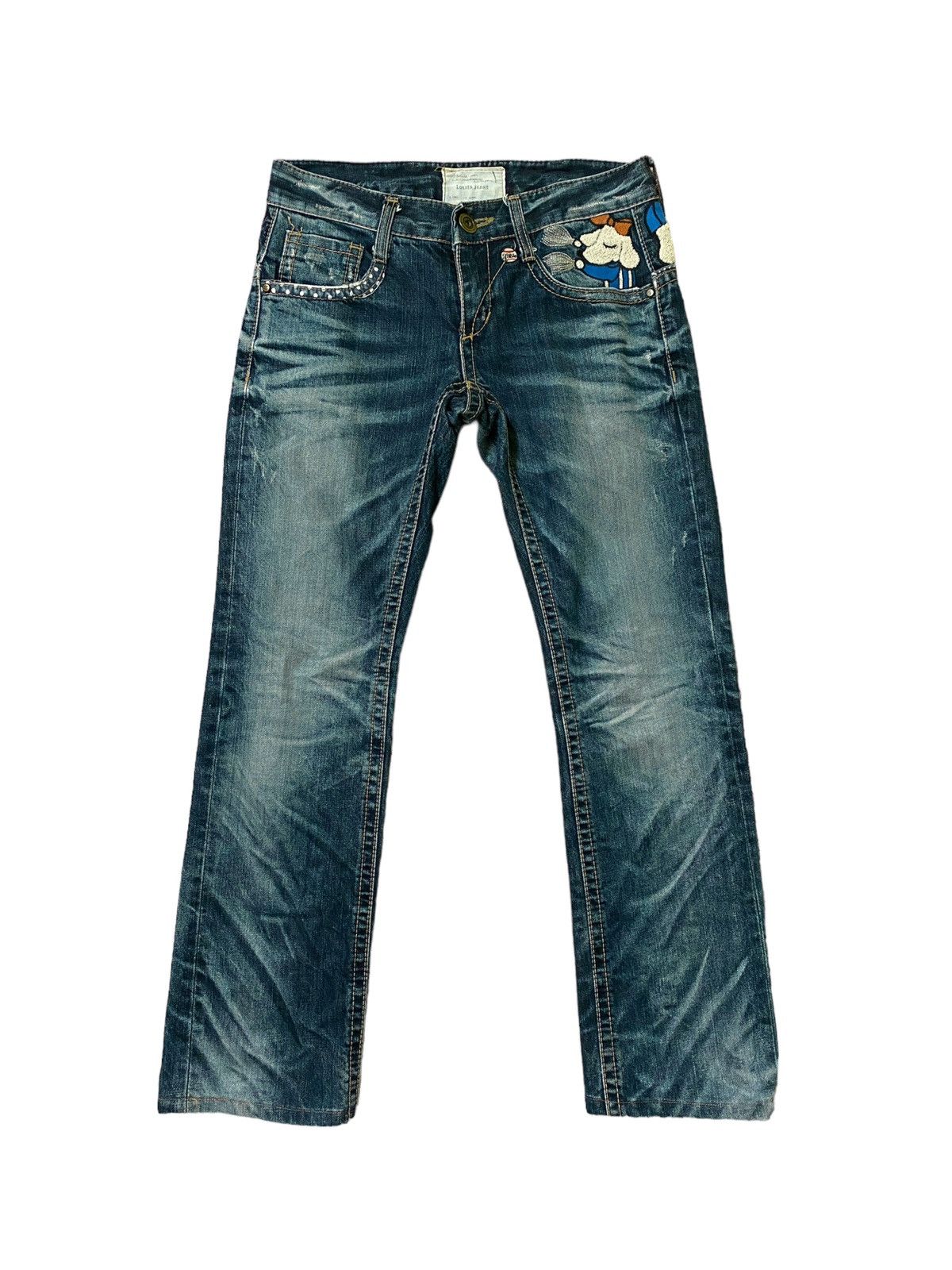 Japanese Brand × Vintage Rare Yoshitomo Nara Lolita Embroidered Jeans Size US 28 / EU 44 - 2 Thumbnail