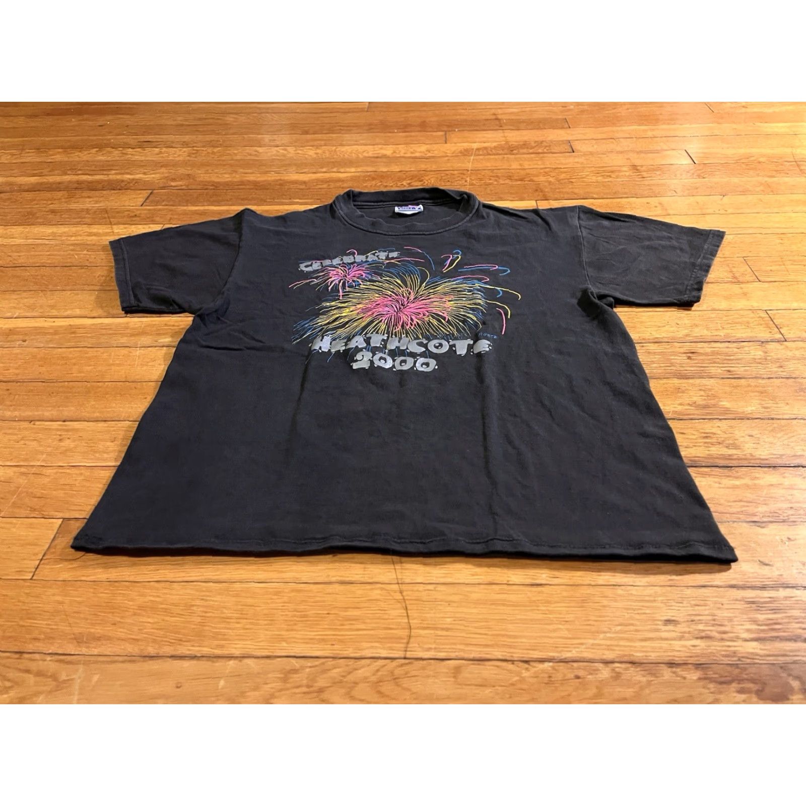 Hanes VINTAGE Heathcote School 2000 Shirt Men’s Medium Black Logo 90s Hanes T-Shirt Mens Regular Short Sleeve Crew Neck Carded Cotton Jersey graphic print Size US M / EU 48-50 / 2 - 2 Thumbnail