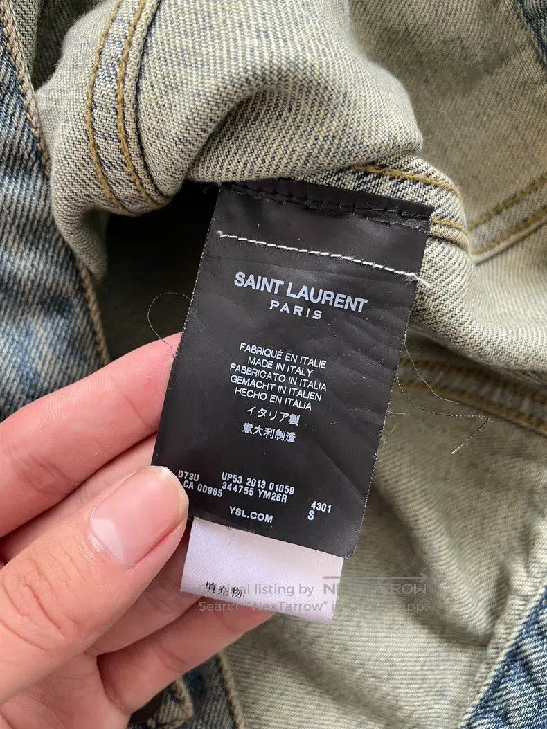 Saint Laurent Paris Saint Laurent Paris Leather Sleeve Denim Jacket Size US S / EU 44-46 / 1 - 5 Thumbnail