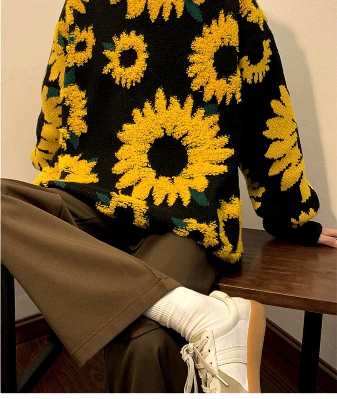 Japanese Brand × Vintage knit fall sweater with a round neckline Size US L / EU 52-54 / 3 - 5 Thumbnail