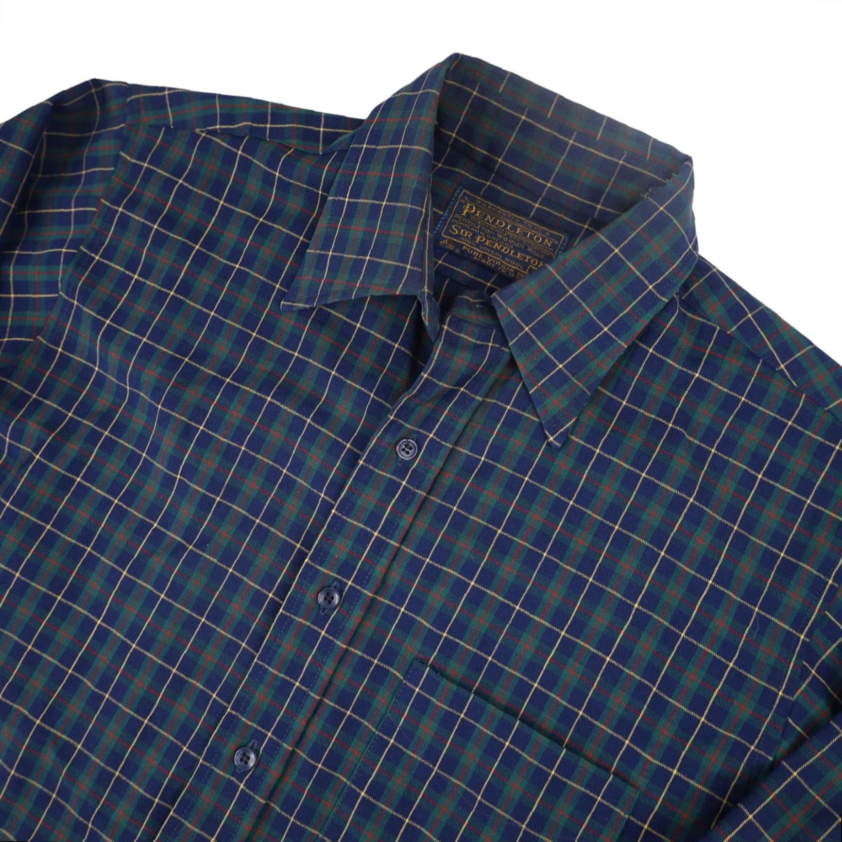 Pendleton VINTAGE Pendleton Dress Shirt Mens Medium Wool Blue Size 40R - 2 Thumbnail