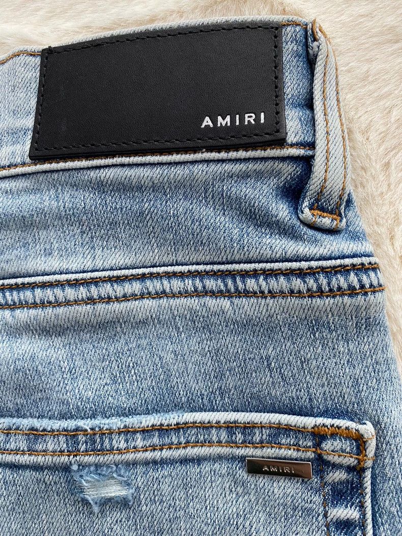 Amiri Amiri Washed Blue Playboy Logo Printed Destroyed Jean Size US 32 / EU 48 - 3 Thumbnail