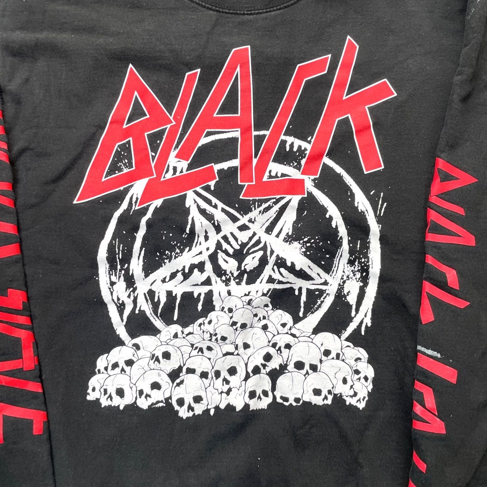 Black Scale VINTAGE Black Scale Sweatshirt Mens L Black Skull Pentagram Print Fleece Lined AOP Size US L / EU 52-54 / 3 - 5 Thumbnail