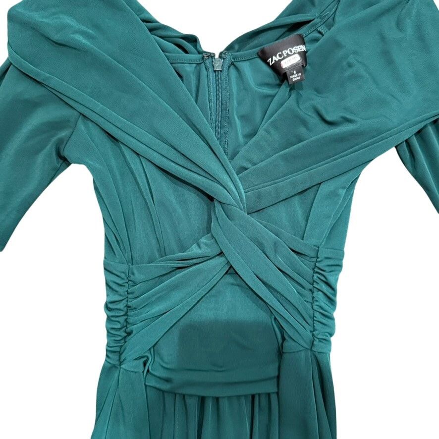 Zac Posen Zac Posen Off Shoulder Wrapped Around Gown in Green, US 6 Size M / US 6-8 / IT 42-44 - 6 Thumbnail