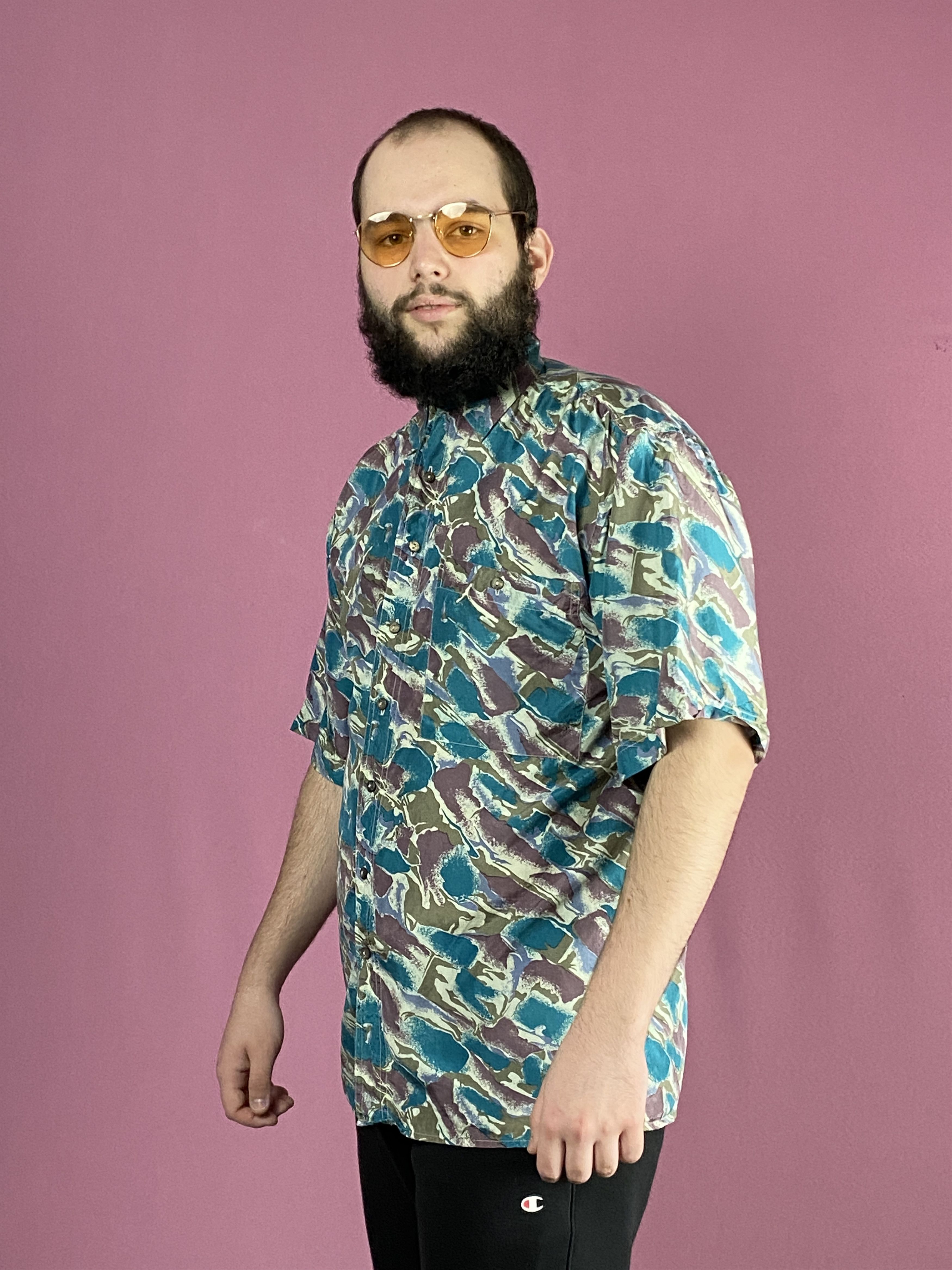 Vintage 90s Esco Vintage Men's Short Sleeve Silk Shirt - S Size US S / EU 44-46 / 1 - 2 Thumbnail