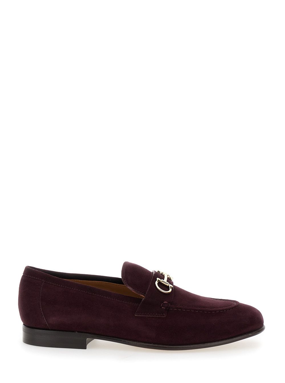 Salvatore Ferragamo Bordeaux Loafers with Gancini Plaque on the Front and Low Heel in Suede Woman Size US 8 / IT 38 - 1 Thumbnail
