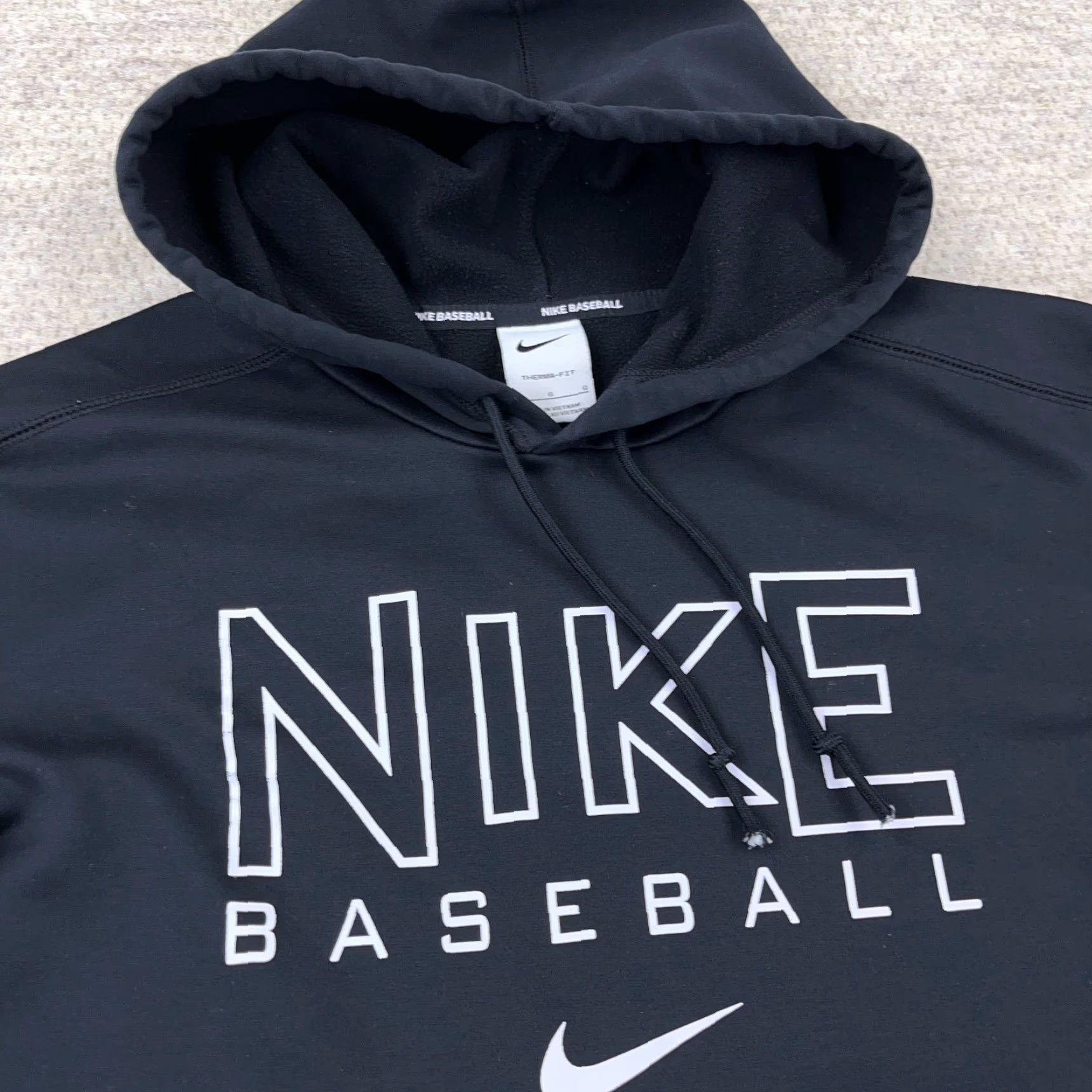 Nike Nike Hoodie Men Large Black White BasebalL Sweatshirt Therma Dri Swoosh Size US L / EU 52-54 / 3 - 4 Thumbnail