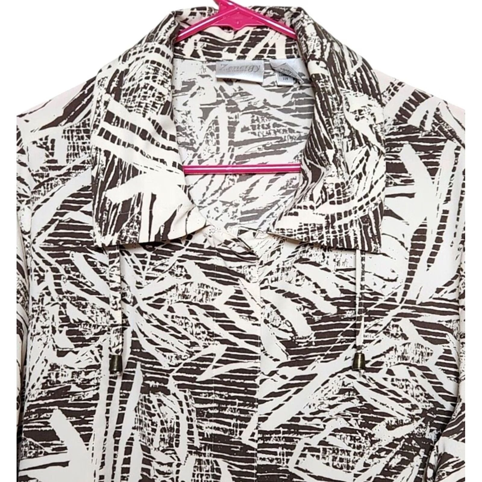 Vintage Chico's Jacket Women Floral Full Zip Long Sleeve Beige Size 3 Golf Size XS / US 0-2 / IT 36-38 - 3 Thumbnail