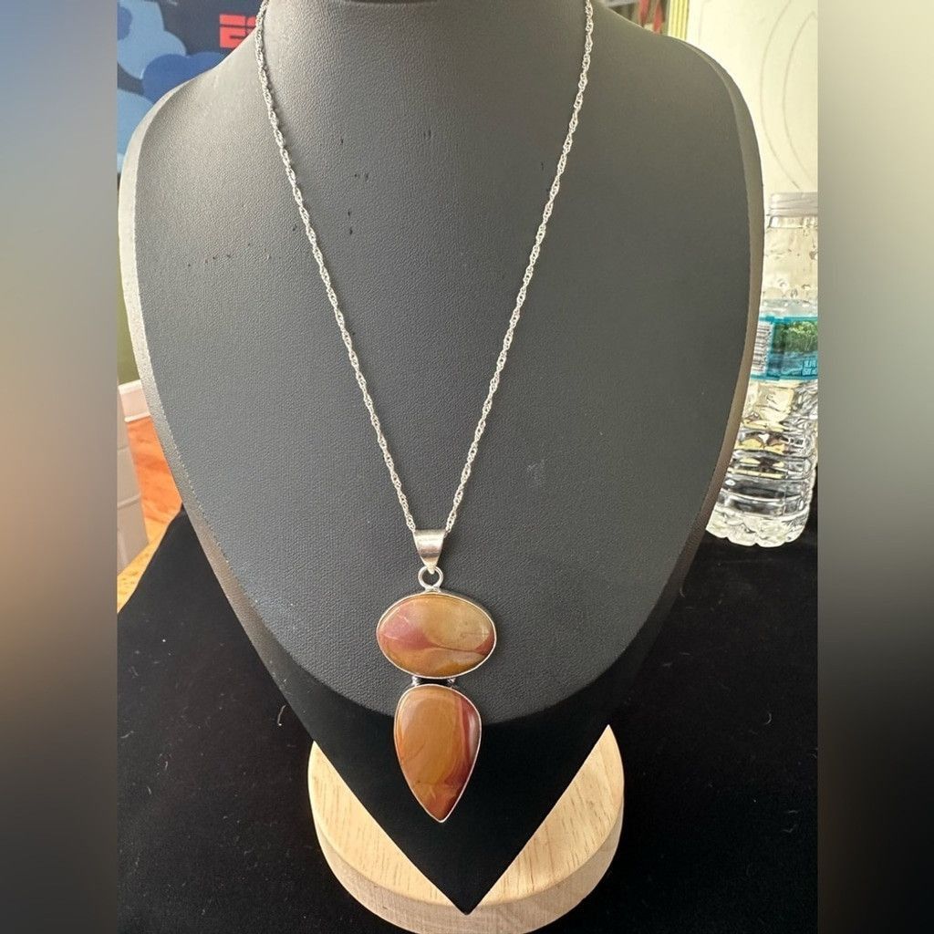 The Unbranded Brand Sterling Silver Pendant Necklace Multicolor Agate Stones Size ONE SIZE - 2 Thumbnail