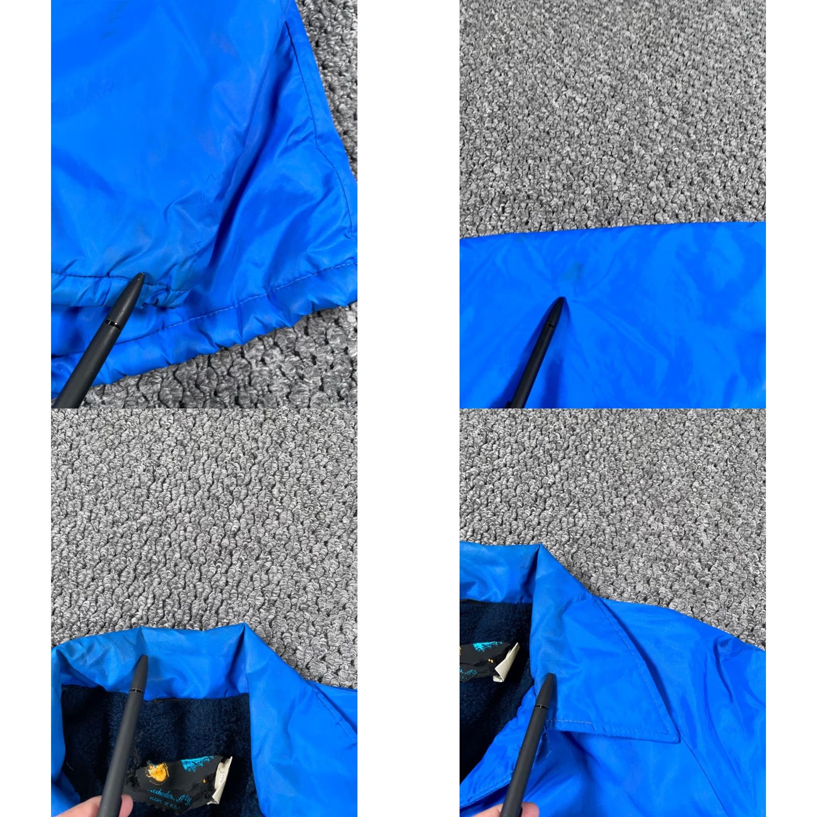 Champion VINTAGE Champion Jacket Coaches Blue Nylon Lined Sherpa Snap Button Mens Large USA Windbreaker 70s Retro Hipster Pockets Size US L / EU 52-54 / 3 - 8 Thumbnail