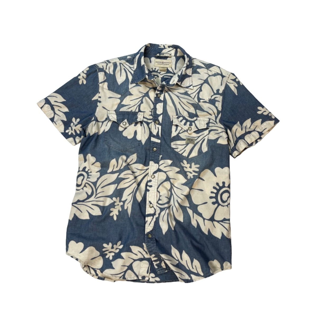 Vintage Ralph Lauren Denim Supply Floral Western Hawaiian Pearl Snap Size US L / EU 52-54 / 3 - 1 Thumbnail