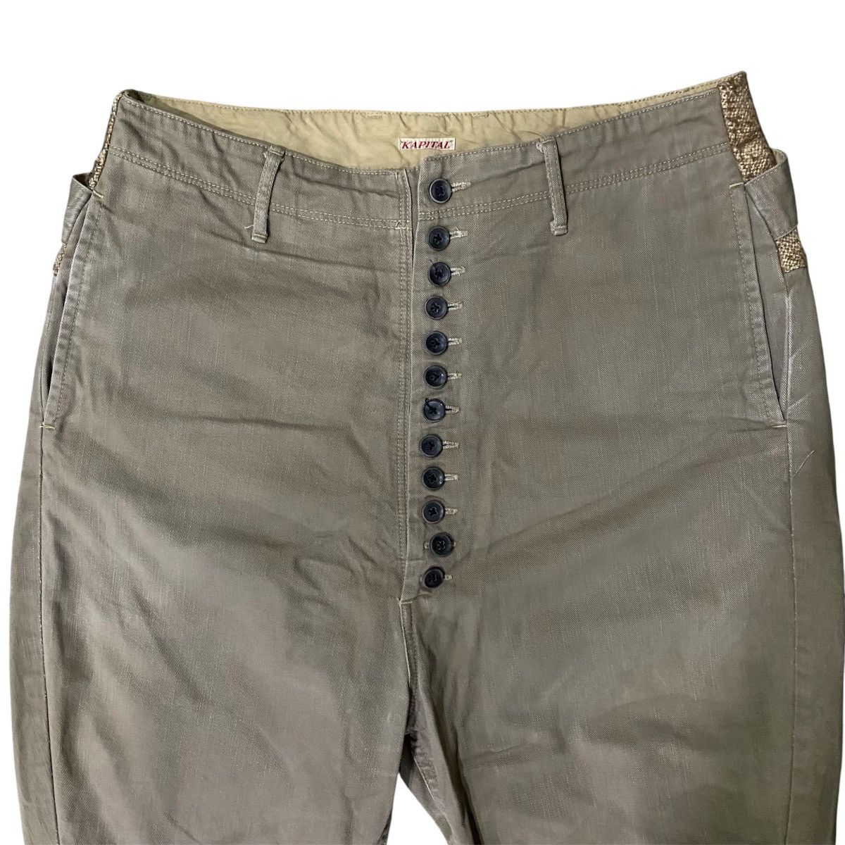 Kapital ‼️LAST DROP‼️KAPITAL Khaki 12 Button Fly Work Pants Trousers Size US 32 / EU 48 - 5 Thumbnail