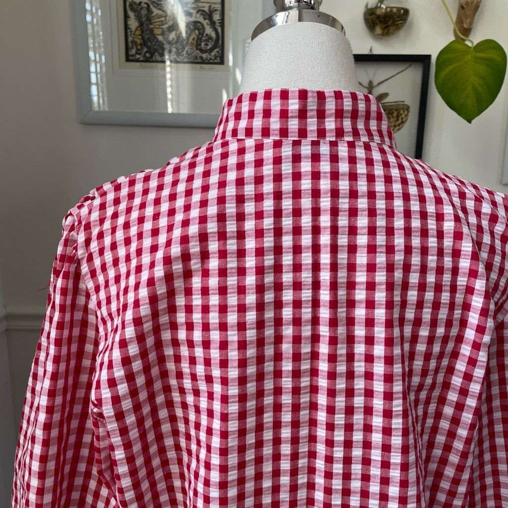Vintage Vintage 70s Styled by Saybury Red Gingham House Coat Nightgo Size ONE SIZE - 5 Thumbnail
