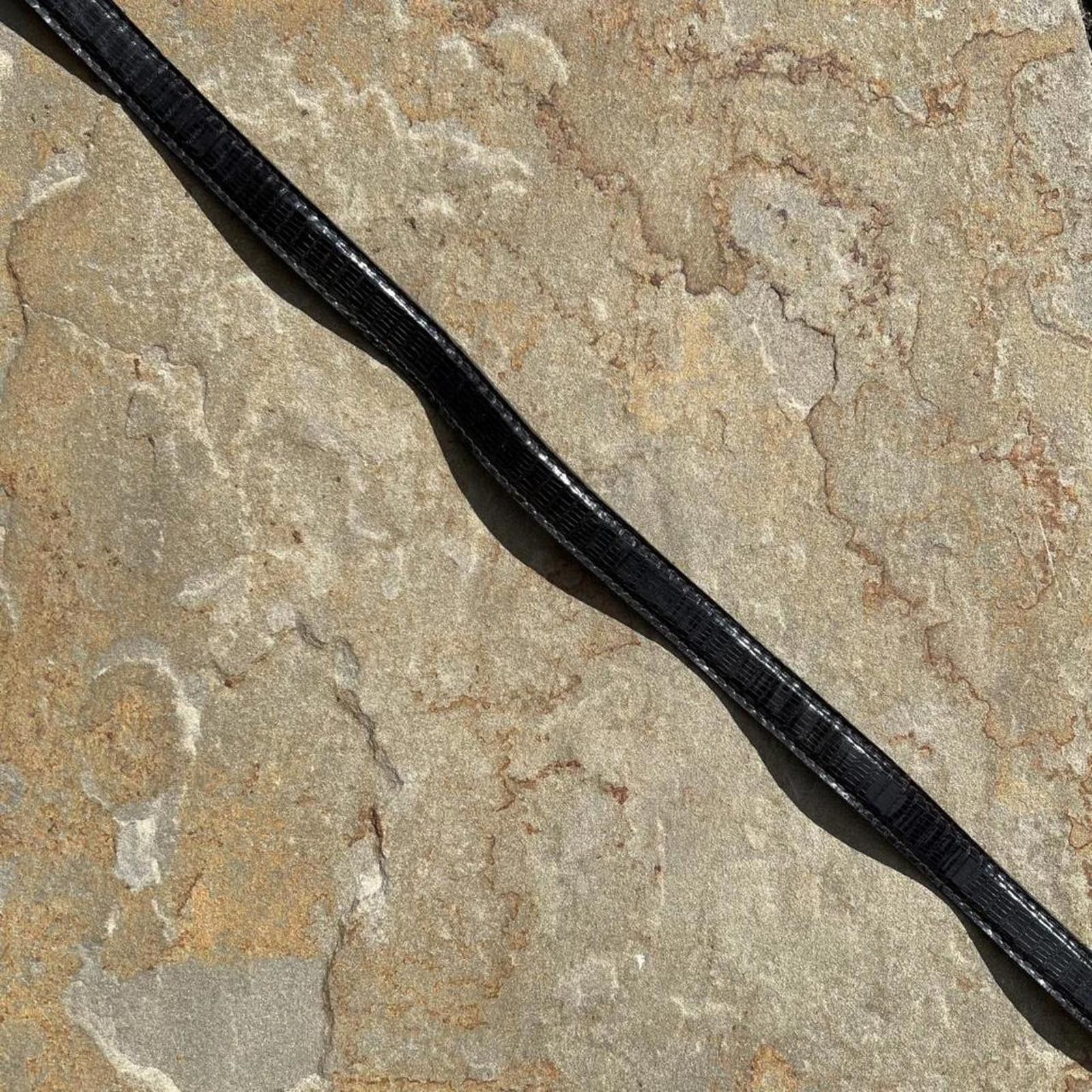 Vintage 90s Black Croc Embossed Faux Leather Chain Belt Size ONE SIZE - 3 Thumbnail