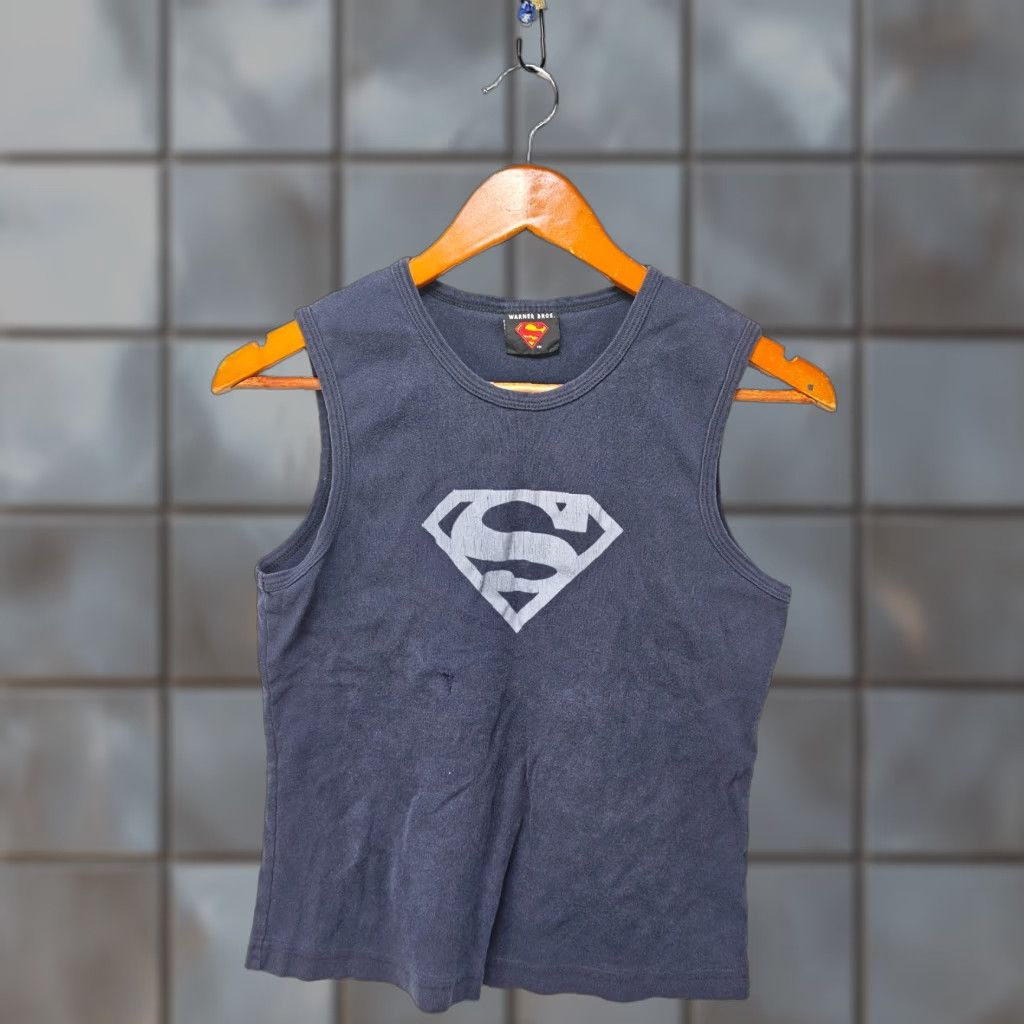 Vintage VINTAGE Warner Bros Superman Tank Top Womens L Tank Black 90s Casual Sleeveless Racerback Knit Cotton Size L / US 10 / IT 46 - 1 Thumbnail