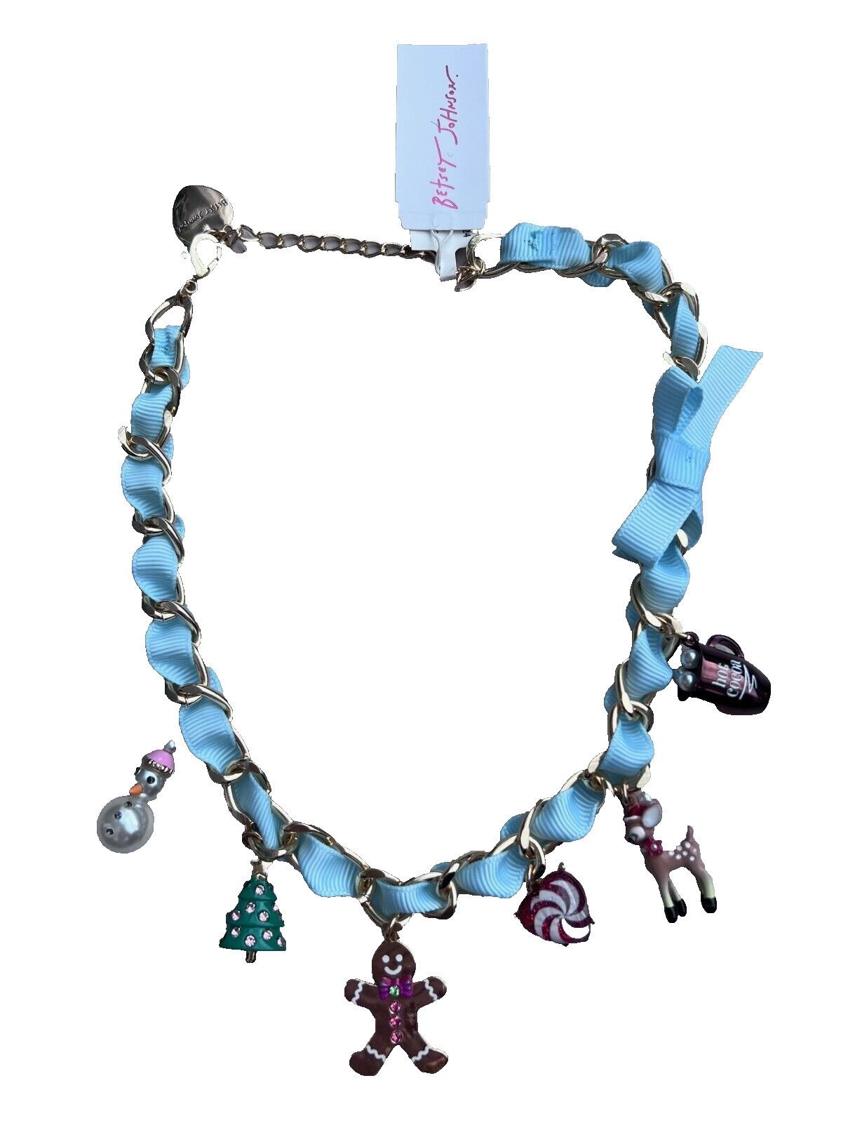 Betsey Johnson Betsey Johnson Christmas Charm Bib Necklace Gold / Blue Size ONE SIZE - 3 Thumbnail