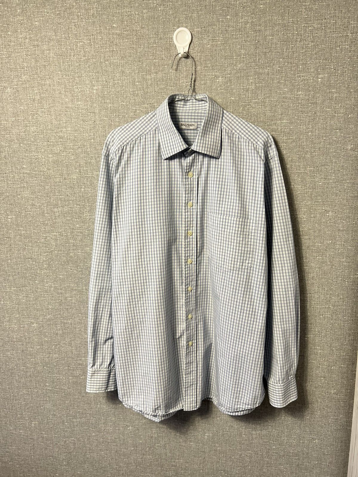 Balmain Vintage Balmain Paris Checkered Button Up Long Sleeve Shirt Size US L / EU 52-54 / 3 - 6 Thumbnail