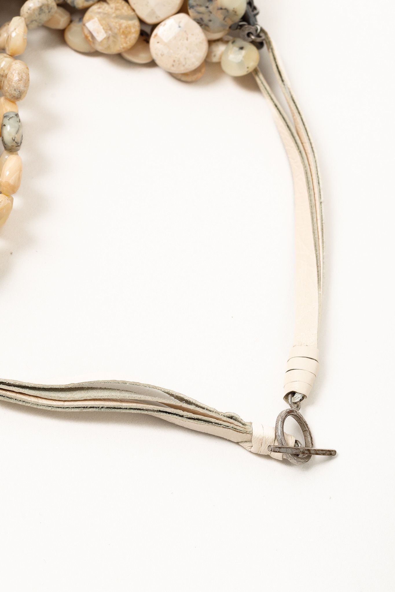 Brunello Cucinelli Brunello Cucinelli Blue-Grey Smoky Quartz & Leather Necklace Size ONE SIZE - 3 Thumbnail