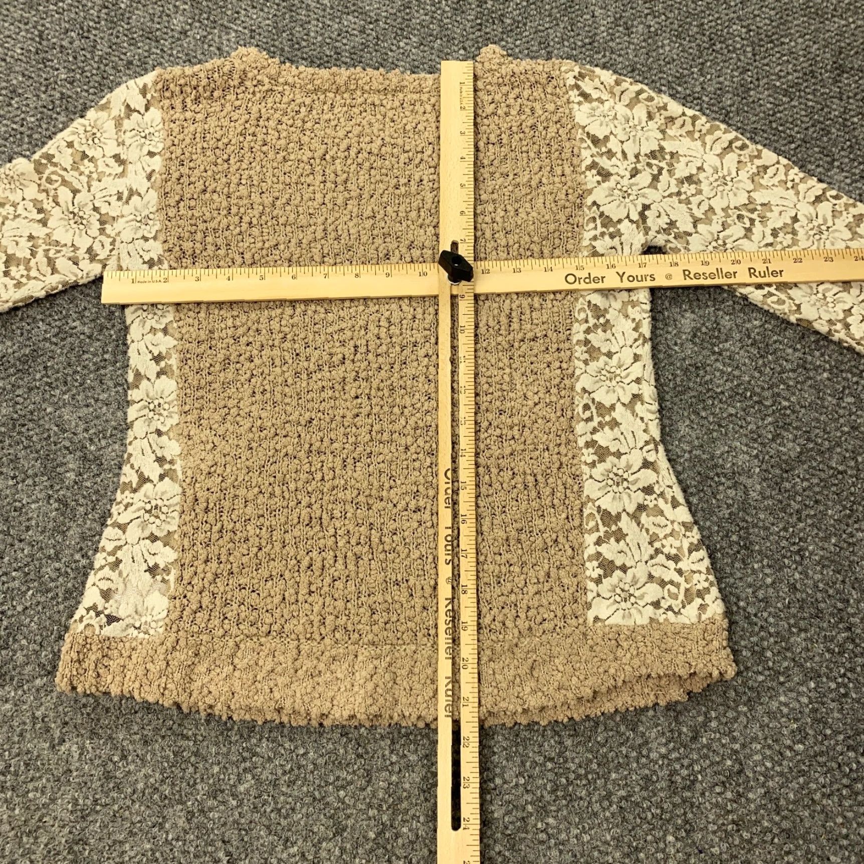 Miss Me Miss Me Sweater Small Beige Long Sleeve Stretch Lace Crew Neck Knit Pullover Womens Size S / US 4 / IT 40 - 6 Thumbnail