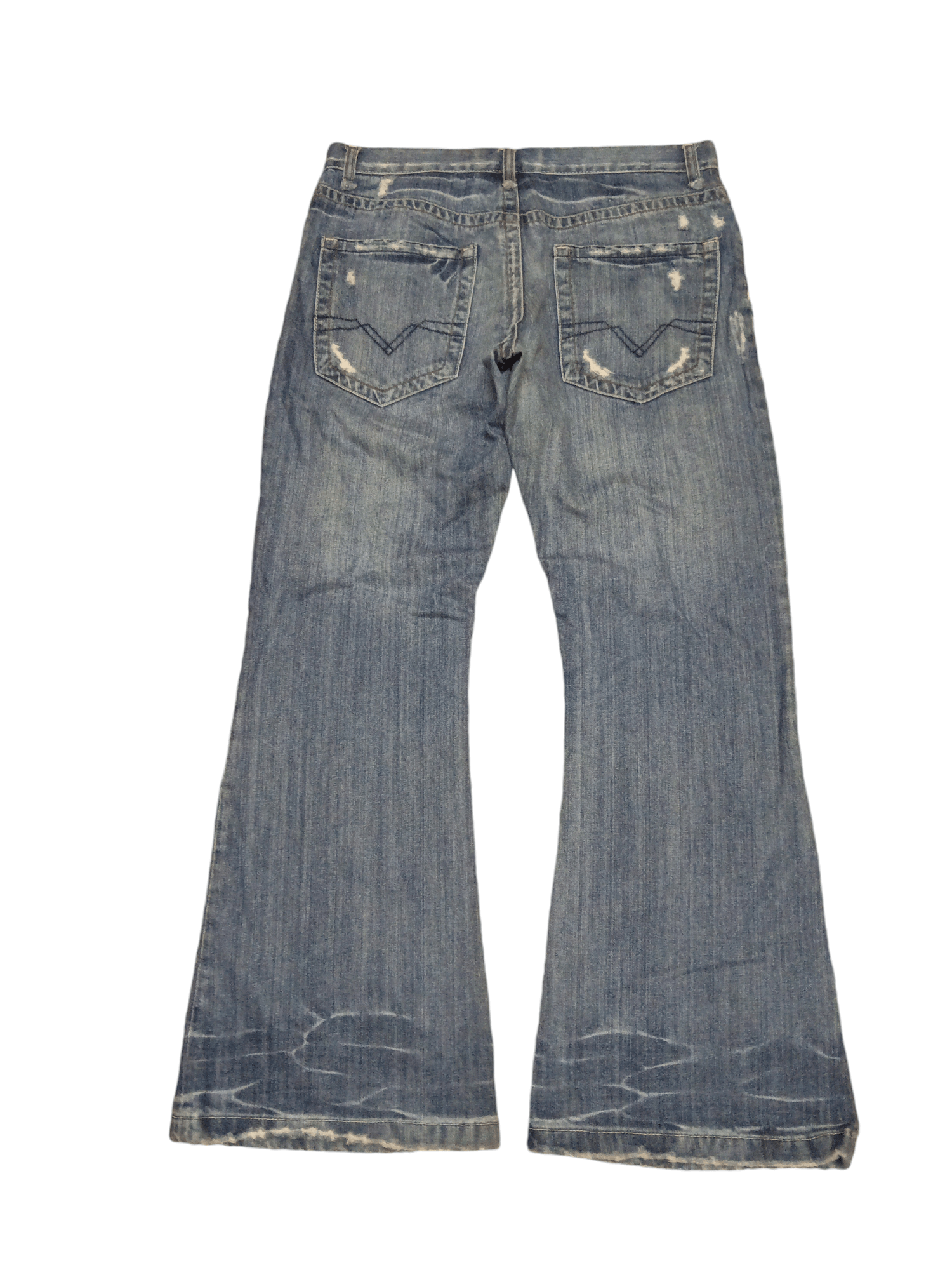 Japanese Brand distressed denim minder brand flared Size US 33 - 2 Thumbnail