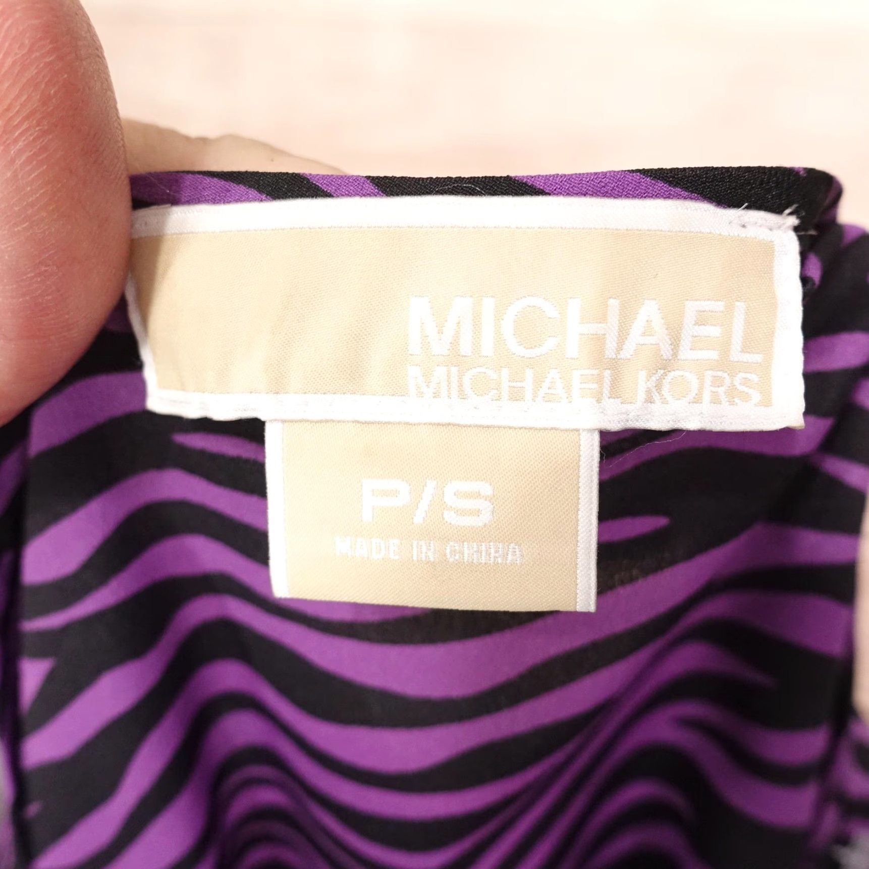 Michael Kors Michael Kors Shirt Womens PS Petite Small Purple Zebra Print Long Sleeve Crew Neck Pullover Top Blouse Size S / US 4 / IT 40 - 6 Thumbnail