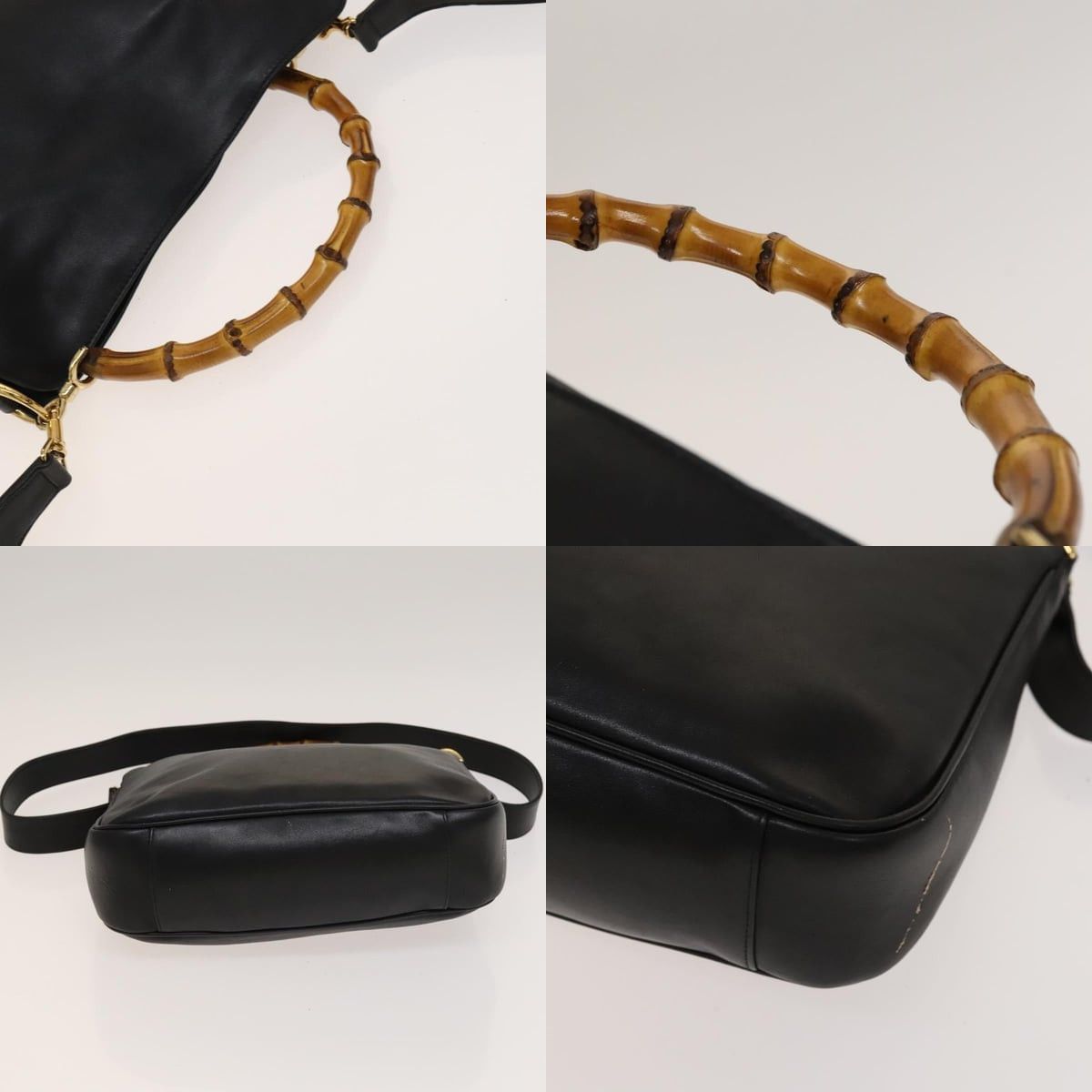Gucci GUCCI Bamboo Handbag Leather Black Gold 001 001 Size ONE SIZE - 10 Thumbnail