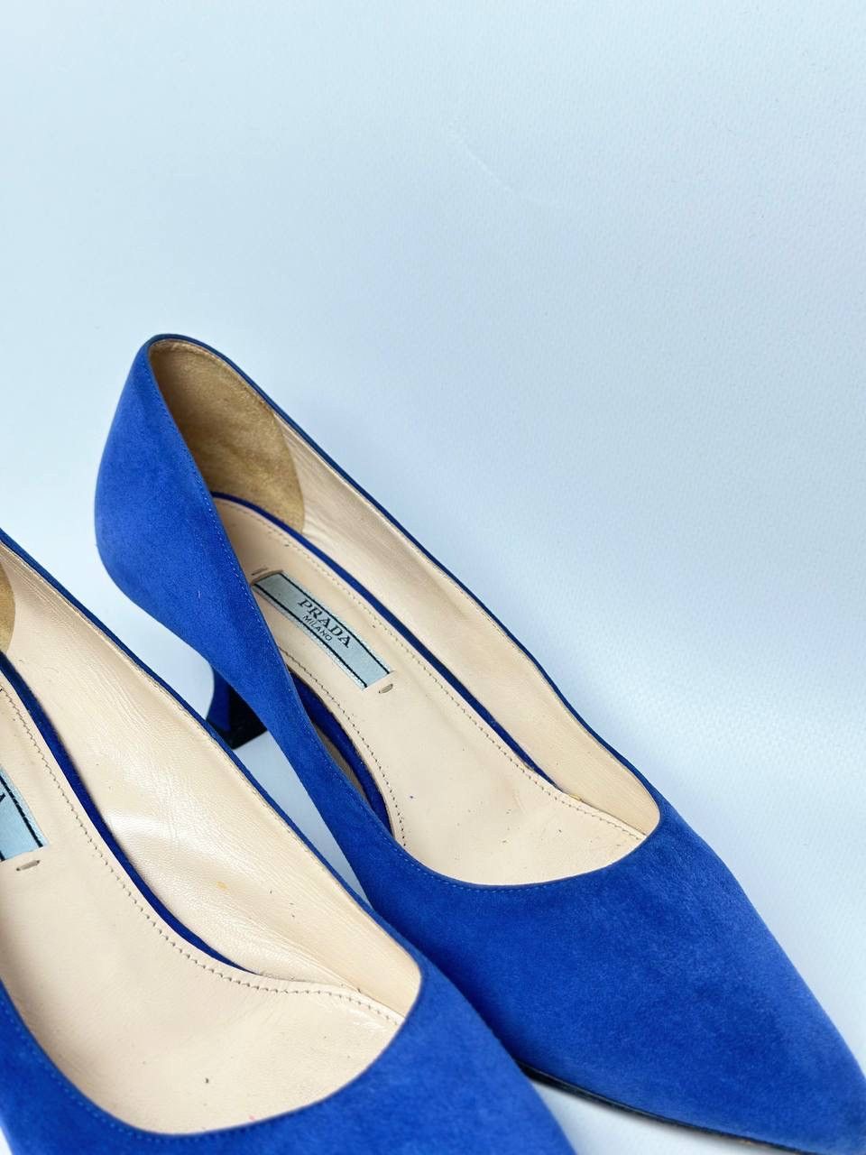Prada Prada Kitten Heels Cute Eye Catching Royal Blue Suede Size US 9 / IT 39 - 5 Thumbnail