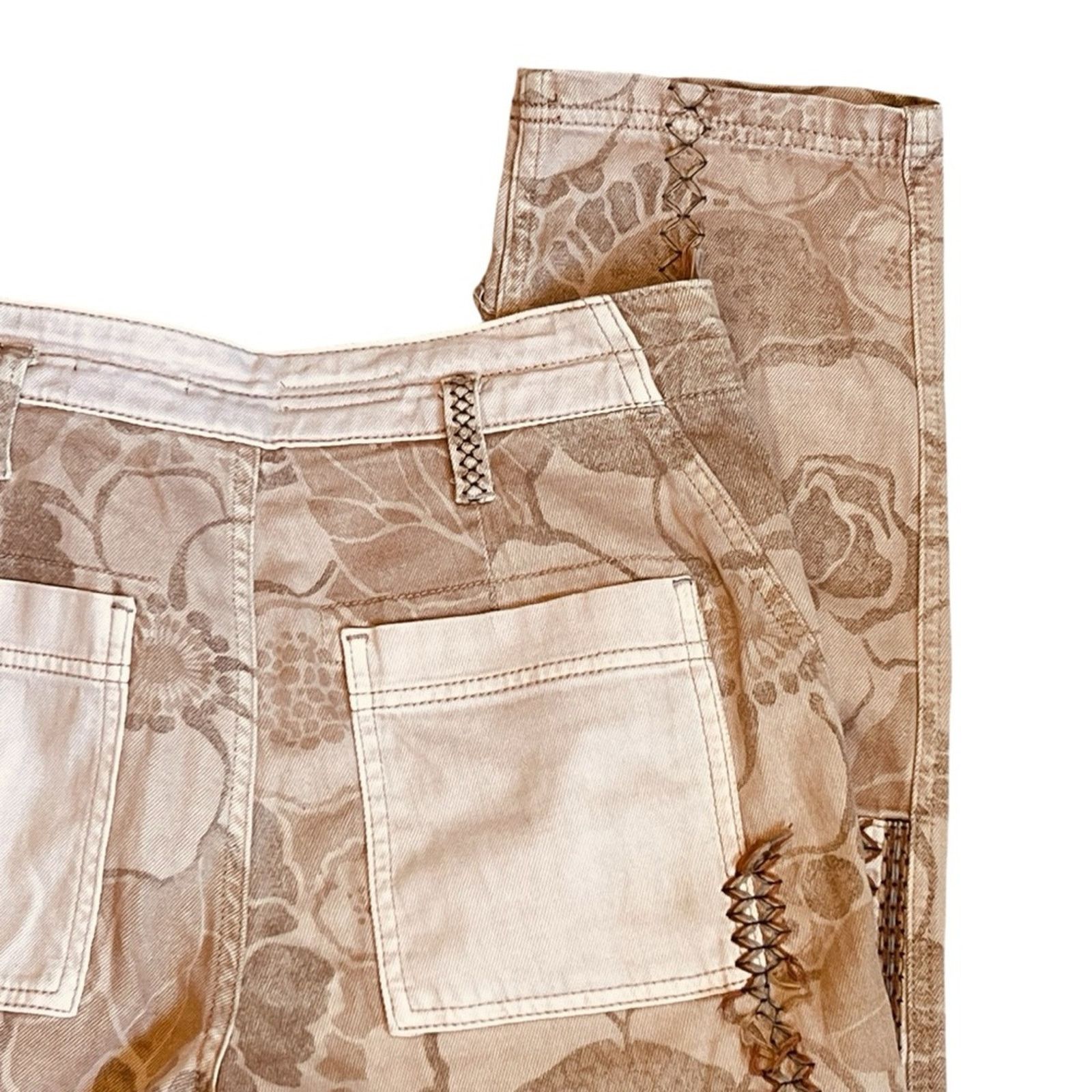 Anthropologie Pilcro Anthropologie Sz 29 Tan Patchwork Embroidered Pants Size 29" - 11 Thumbnail