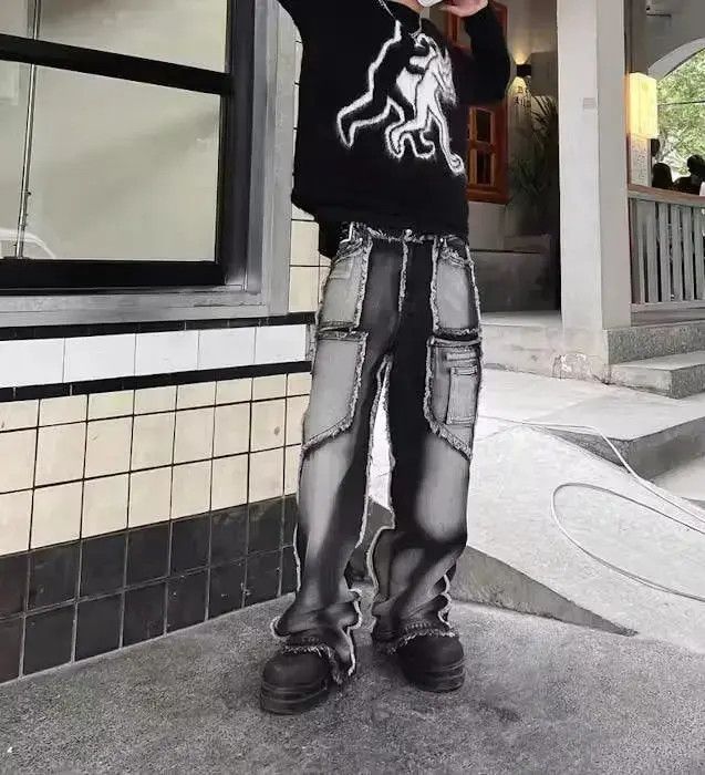 Japanese Brand × Jean Opium Cargo Stack Denim Jeans, Utility Washed Jeans Size US 34 / EU 50 - 4 Thumbnail