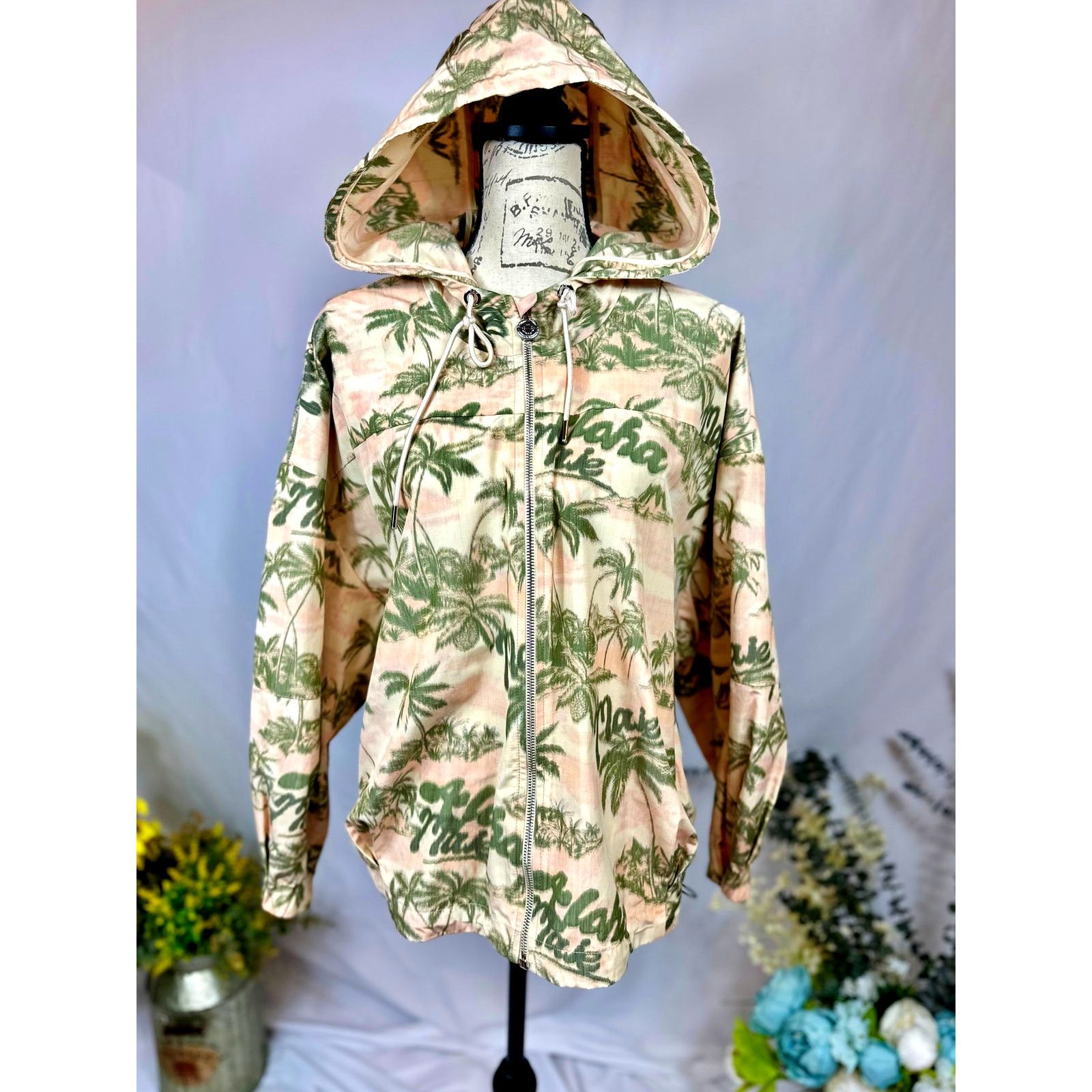 Maje Maje Palm Tree Print Jacket with hood Size 38 (M) Size M / US 6-8 / IT 42-44 - 11 Thumbnail
