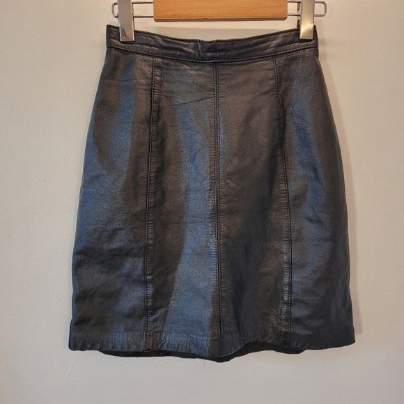 Vintage Rumors And Gossip Vintage Leather Black Skirt - 24/25" Size 25" / US 0 / IT 36 - 4 Thumbnail