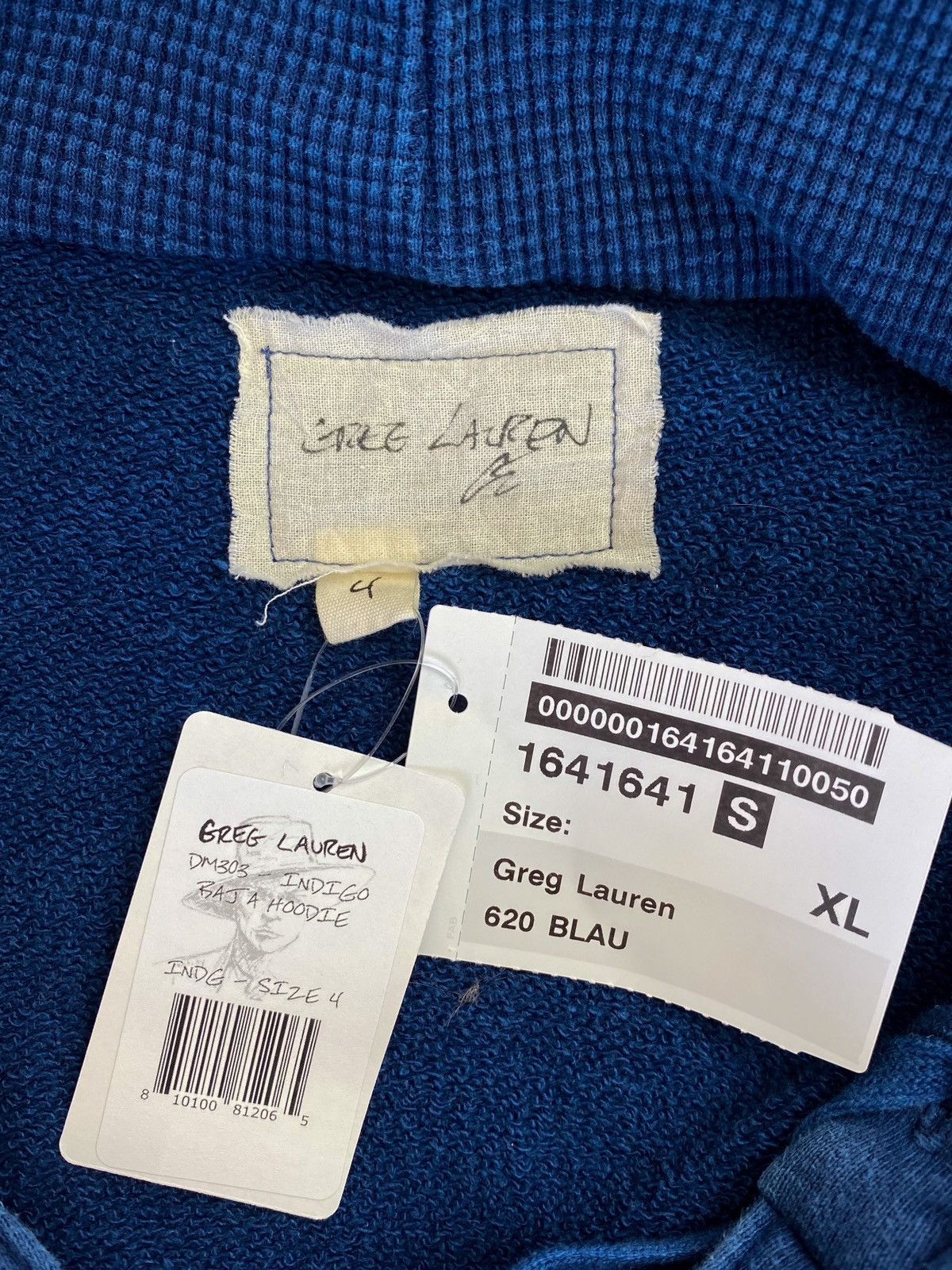 Greg Lauren Greg Lauren Oversized hoodie with side slits in blue Size US XL / EU 56 / 4 - 9 Thumbnail