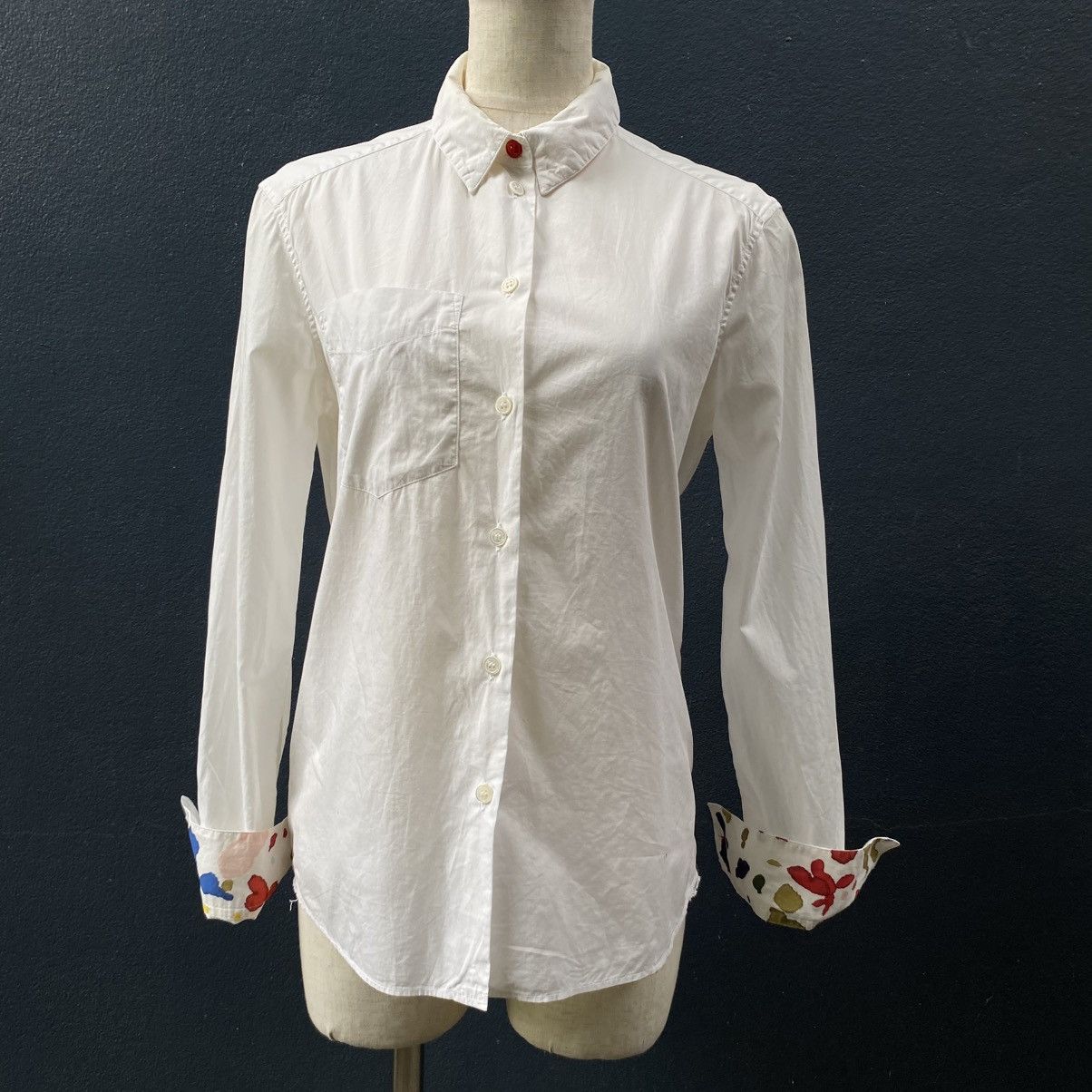 Paul Smith Paul Smith White Shirt with Floral Cuffs Size XL / US 12-14 / IT 48-50 - 2 Thumbnail