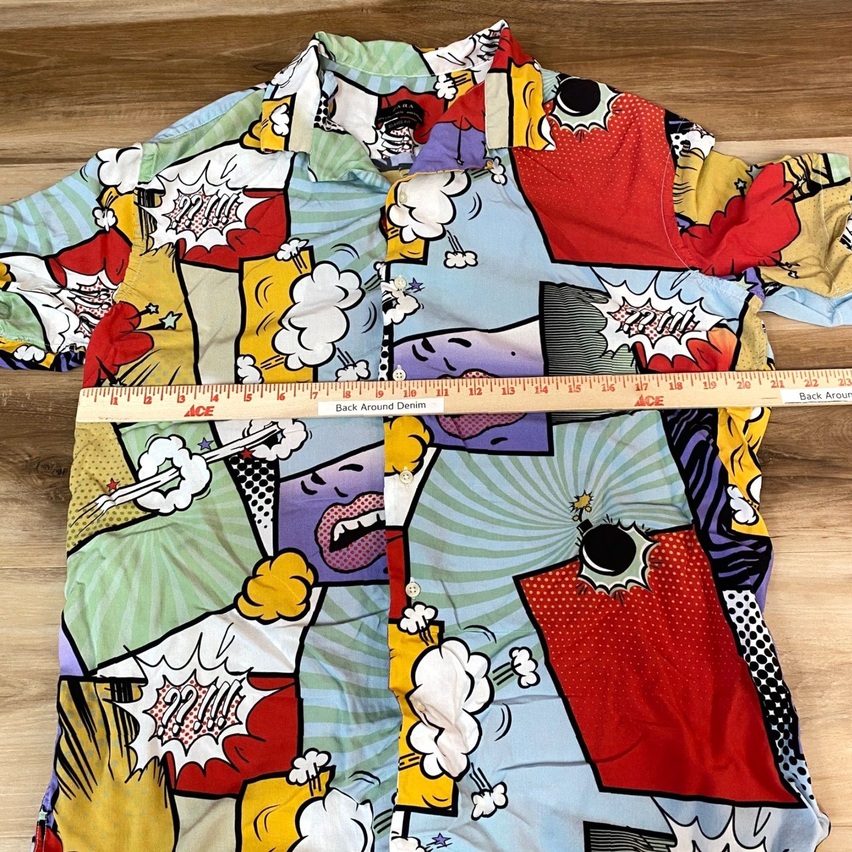 Zara ZARA Shirt Mens Large Short Sleeve Button Up Relaxed Fit Comic Pop Art Print Size US L / EU 52-54 / 3 - 7 Thumbnail