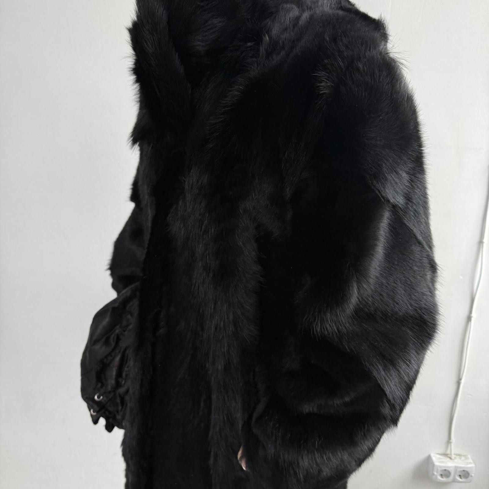 If Six Was Nine Vintage Real Fur Black Maxi Coat Size L / US 10 / IT 46 - 2 Thumbnail