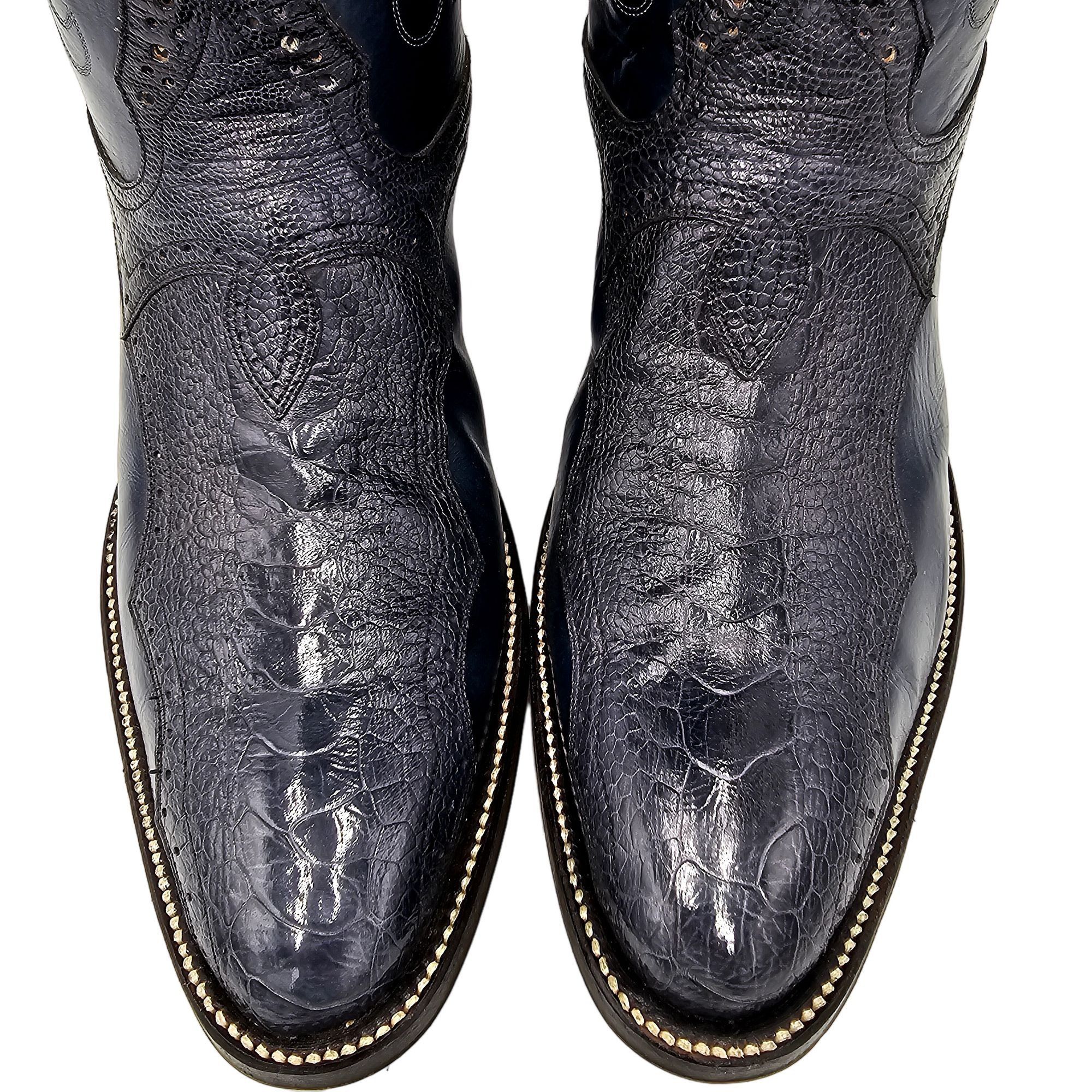 image of Rios Of Mercedes Exotic Ostrich Leg Cowboy Boots Men's 10.5D in Navy Blue