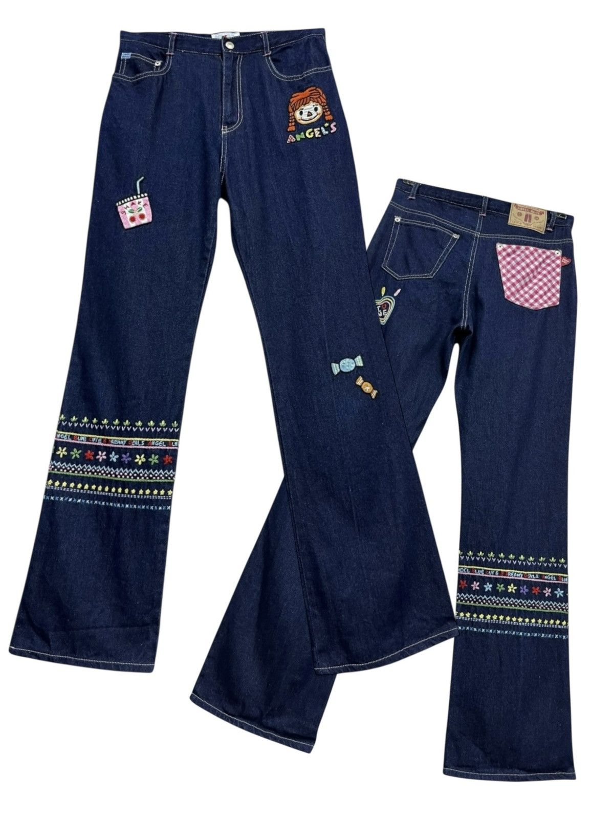 Angel Blue 💕 CUTENESS 💕Vintage ANGEL BLUE Cute Embroidery Blue Jeans Size 27" / US 4 / IT 40 - 3 Thumbnail