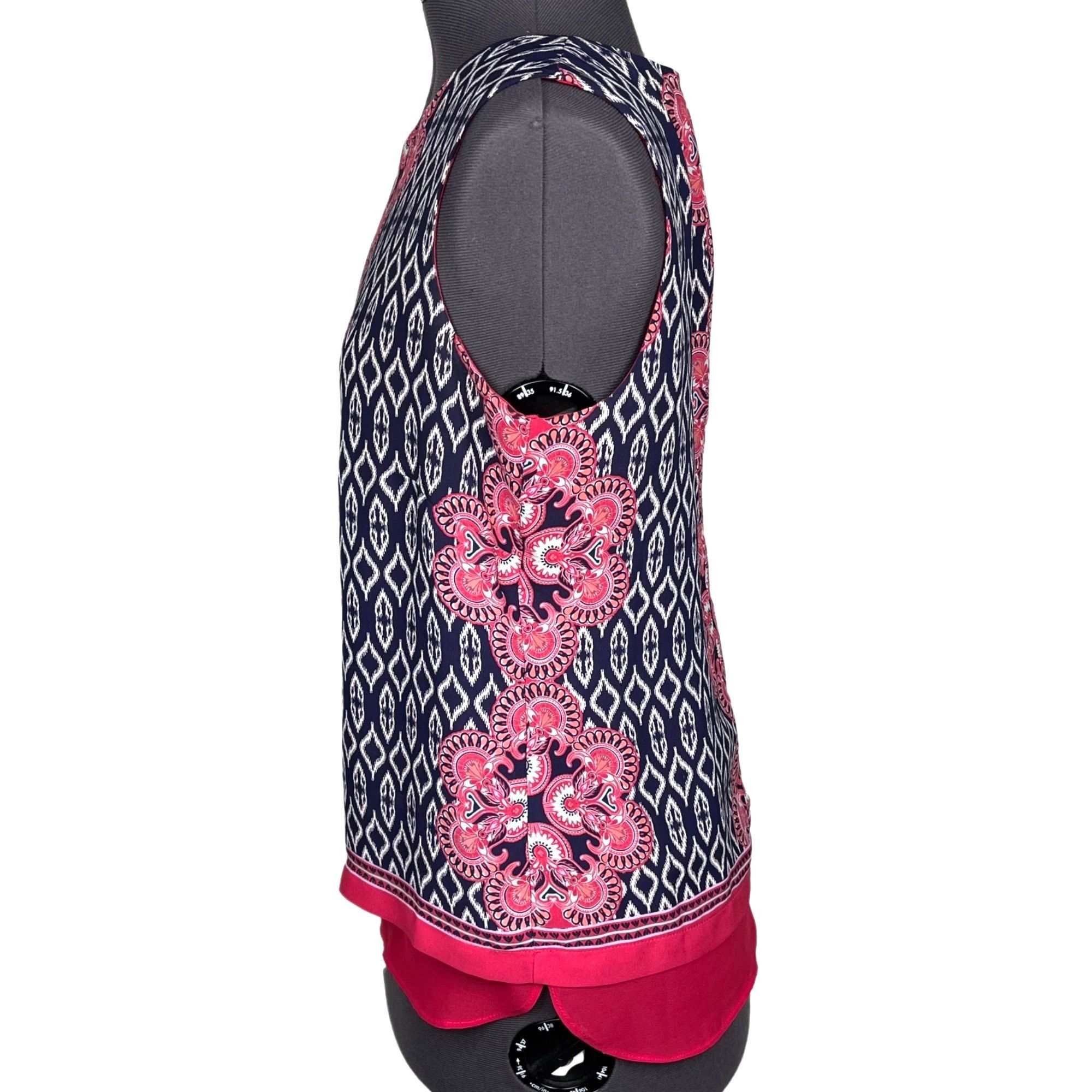 Other Rose & Olive Sleeveless Chiffon Top Layered Pink/Blue Print Size S / US 4 / IT 40 - 4 Thumbnail