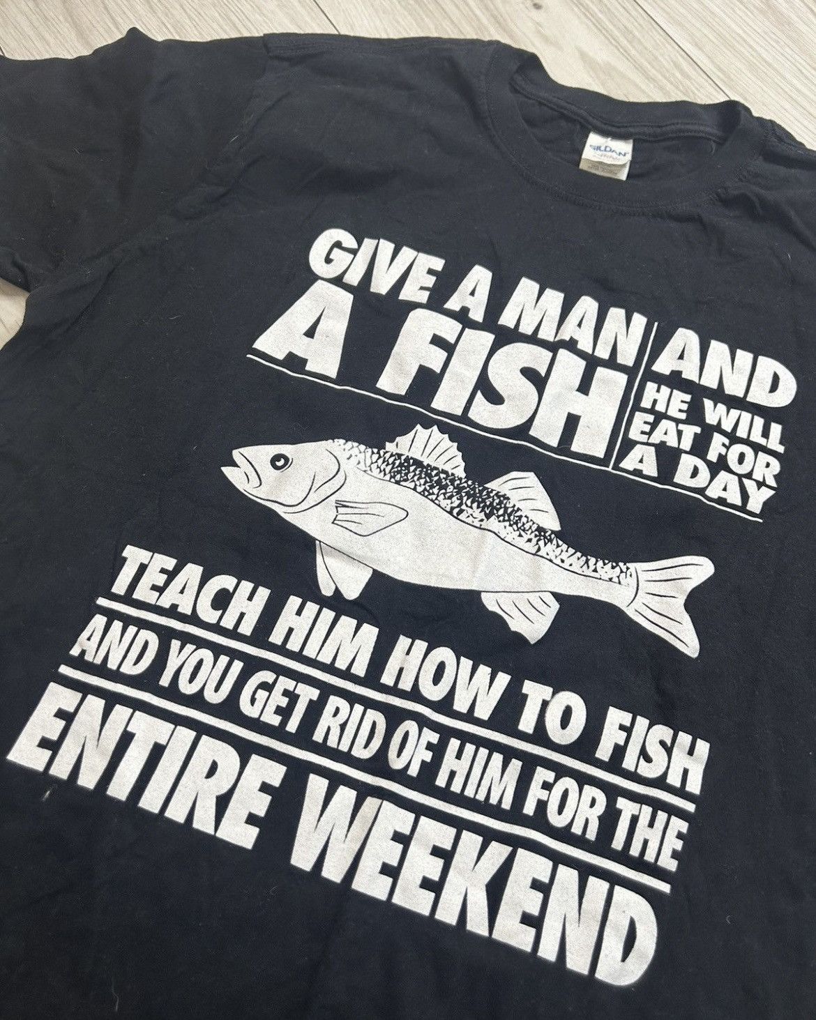 Vintage Funny Fishing Quote Tee Gildan Softstyle Black Size L Size US L / EU 52-54 / 3 - 3 Thumbnail