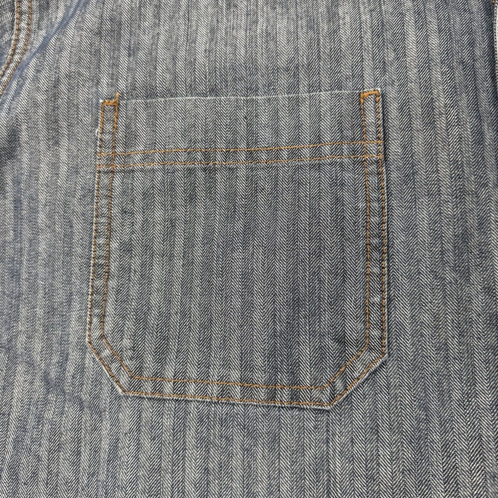 Denime VINTAGE Schmidt Workwear Shirt Mens XL Blue Herringbone Denim Long Sleeve Button Front Size US XL / EU 56 / 4 - 3 Thumbnail