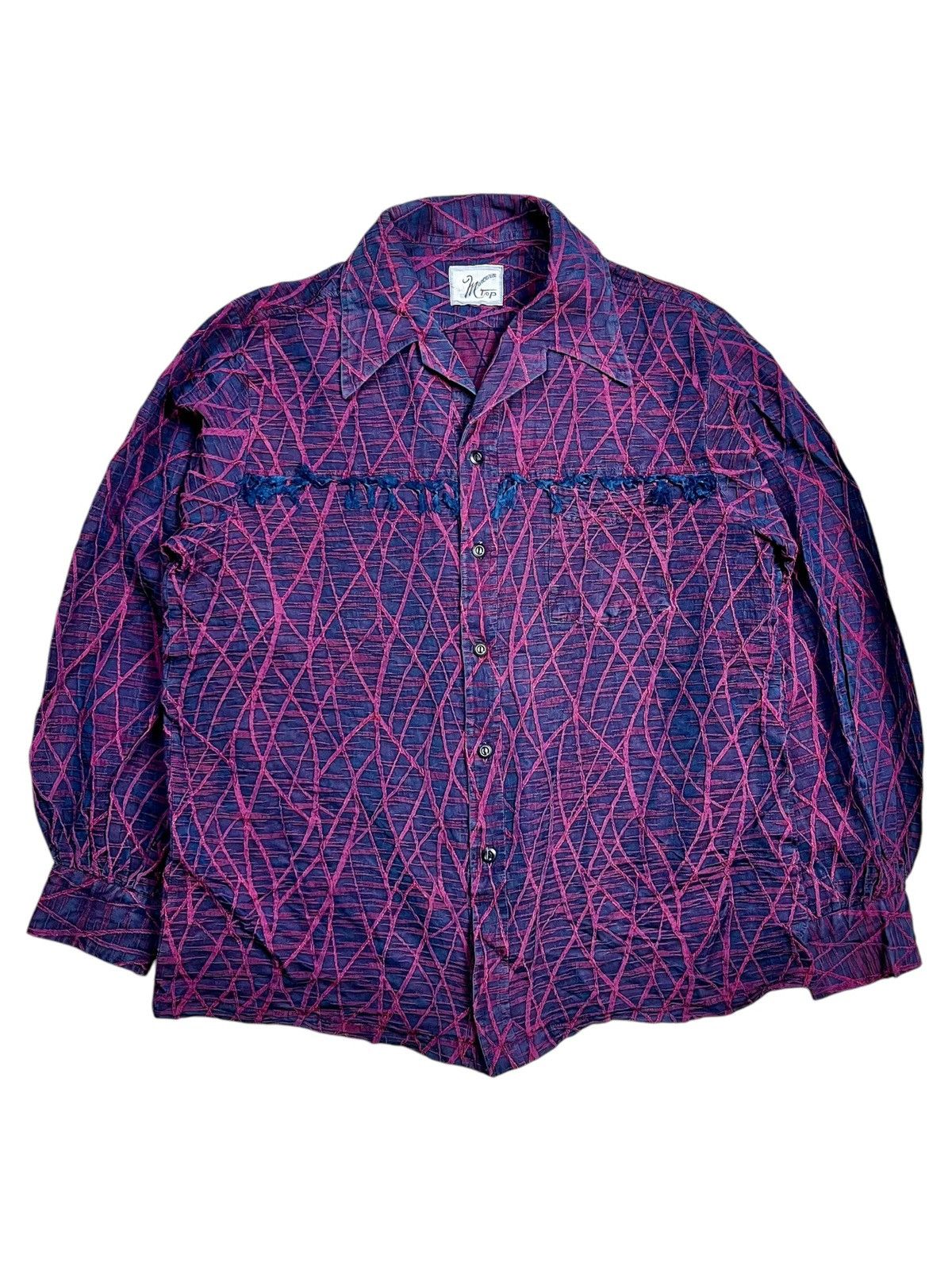 If Six Was Nine 1980s Modern Top - Nerve Textured Button Shirt Size US L / EU 52-54 / 3 - 1 Thumbnail
