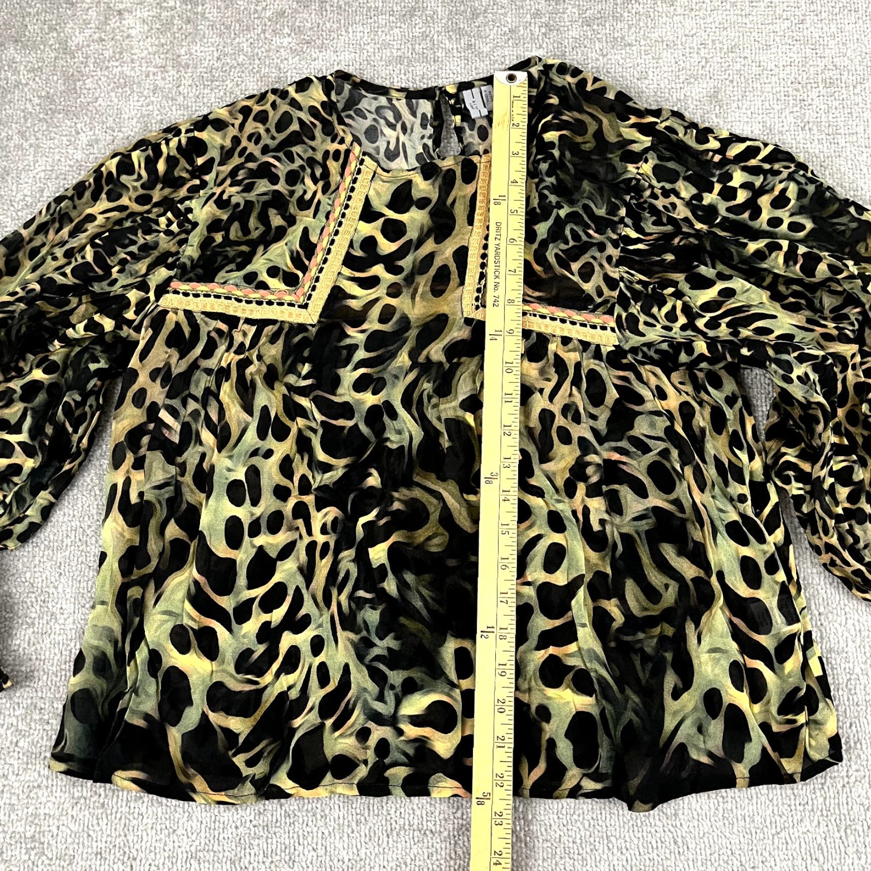 Anthropologie VINTAGE Anthropologie Bl^nk London Top Womens XS Petite Miranda Leopard Viscose Peasant Size XS / US 0-2 / IT 36-38 - 3 Thumbnail