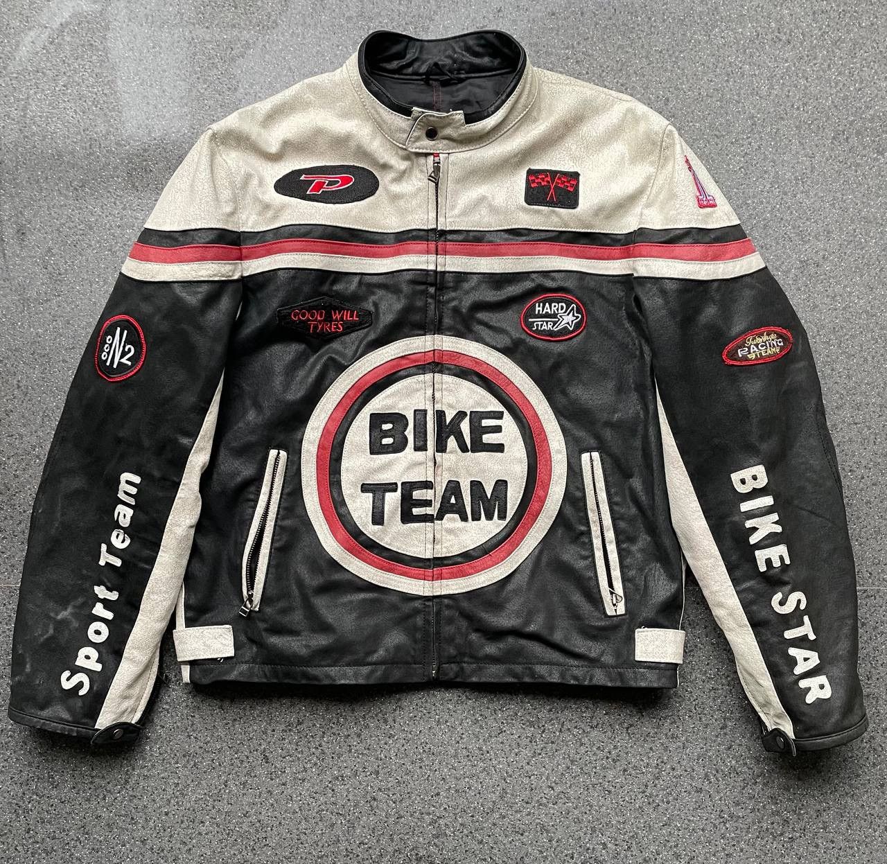 Vintage Racing Moto Leather Jacket Bike Team