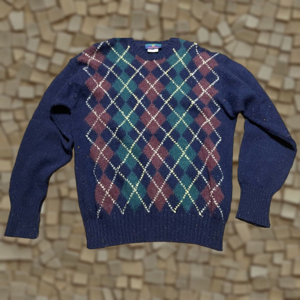 Vintage Woodward Sweater, Men's Size Medium, Pullover, Crew Neck, Long Sleeve, Regular Fit, Brown, Blue Green, Vintage Size US M / EU 48-50 / 2 - 1 Thumbnail
