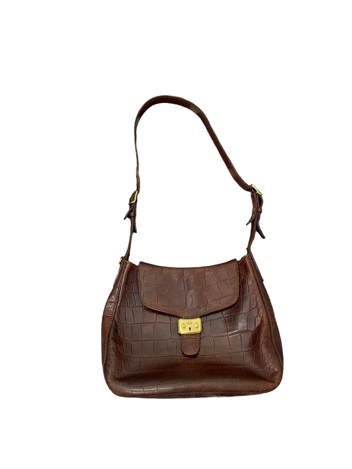 Genuine Leather Crocodile Embossed The Bridge Italy Leather Shoulder Bag Size ONE SIZE - 4 Thumbnail