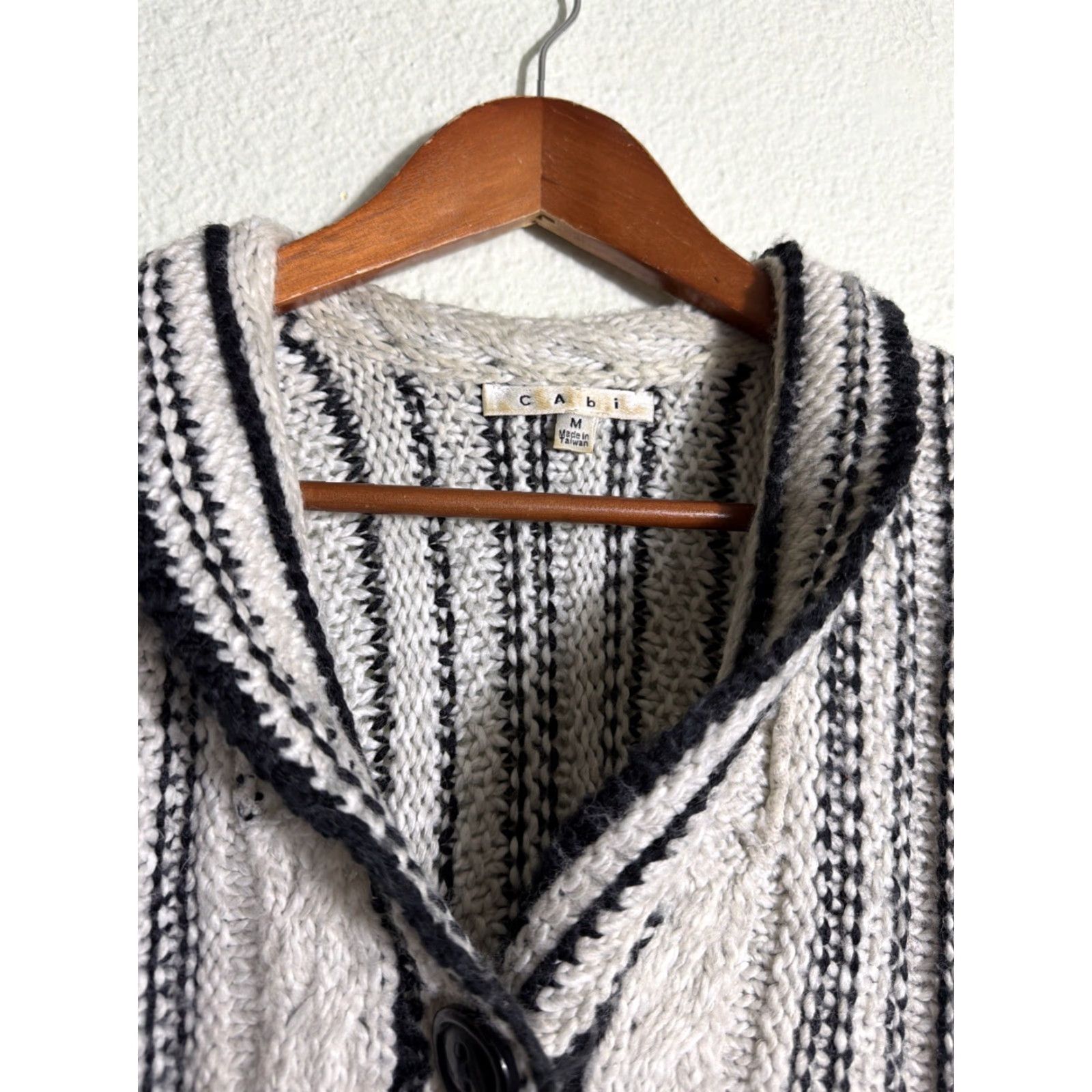 Vintage VINTAGE Black White Striped Cardigan Sweater Wool Blend Medium M Woman Casual Shirts? Size M / US 6-8 / IT 42-44 - 3 Thumbnail