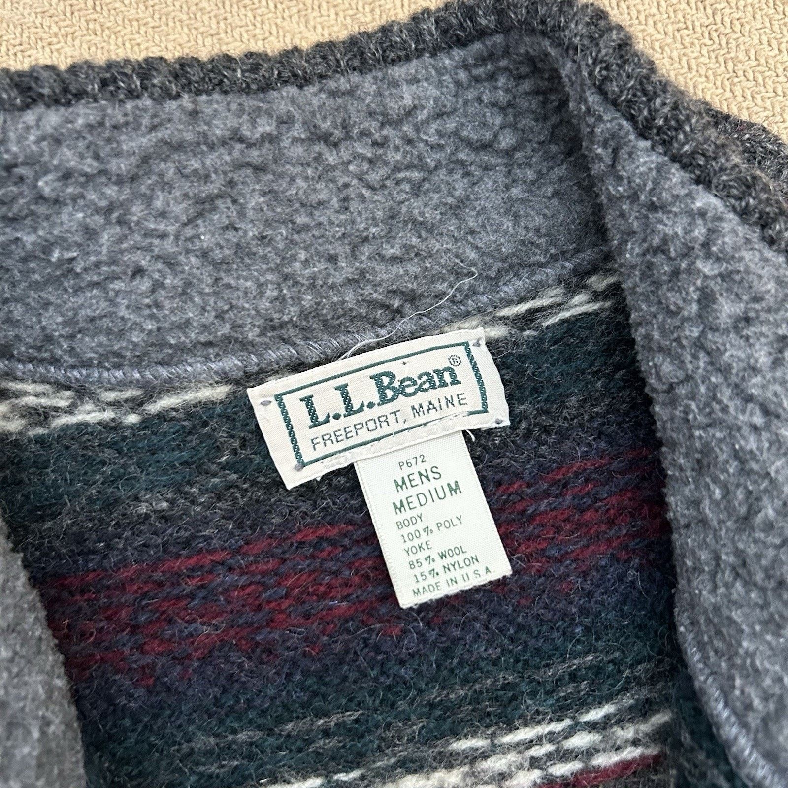 L.L. Bean × Vintage 80s Wool Knit Fair Isle Fleece Zip Pullover Jacket Medium Size US M / EU 48-50 / 2 - 3 Thumbnail