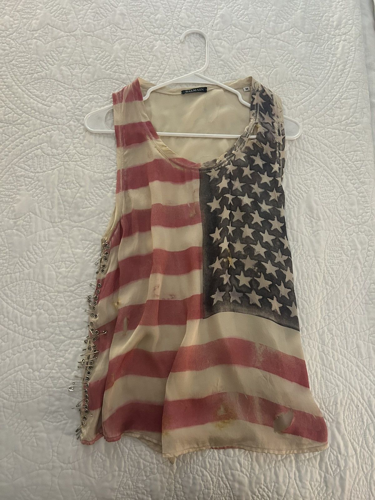 Balmain Balmain SS11 Christophe Decarnin American Flag Shirt Size S / US 4 / IT 40 - 2 Thumbnail